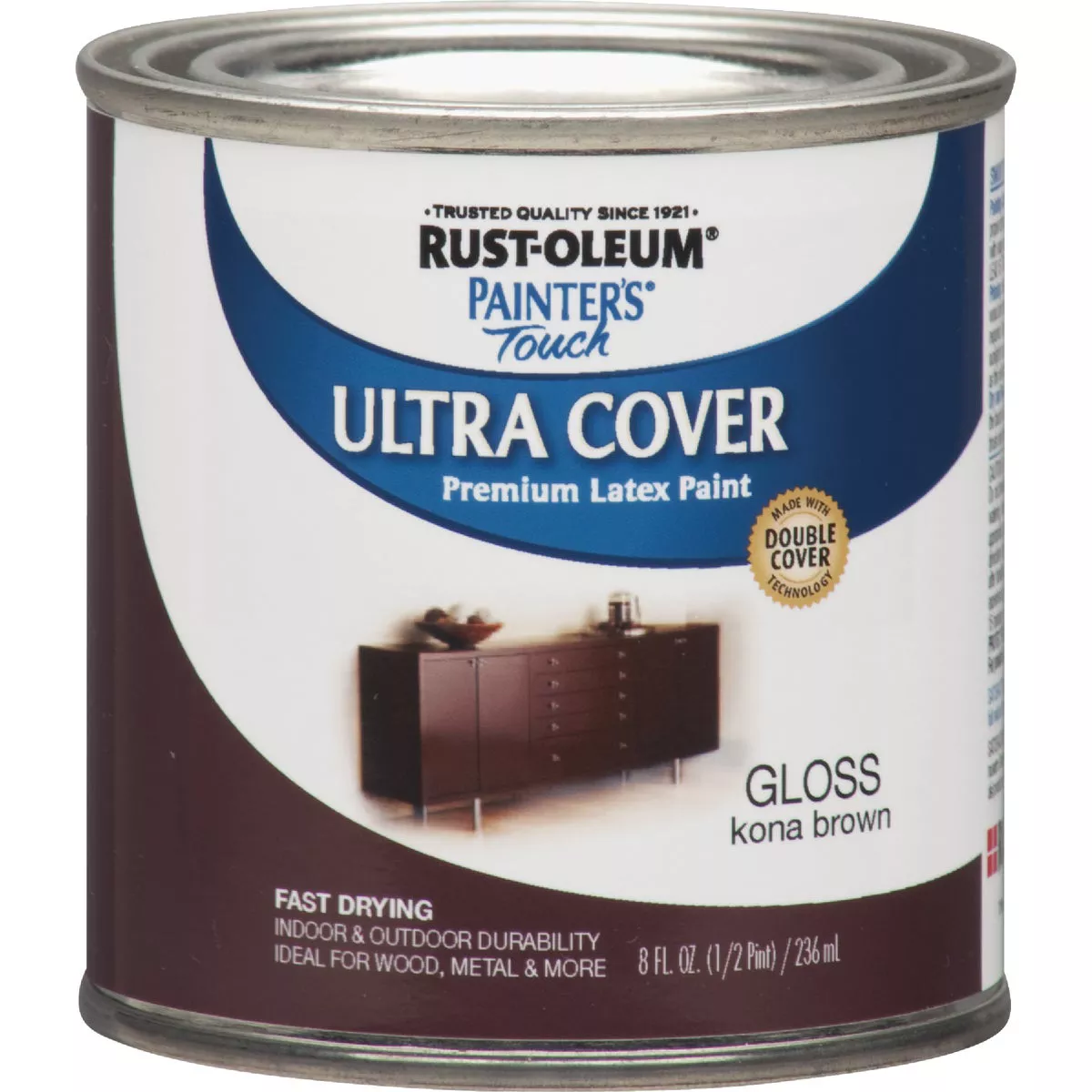 Rust-Oleum Painter's Touch 2X Ultra Cover Premium Latex Paint, Gloss Kona Brown, 1/2 Pt. - photo 7
