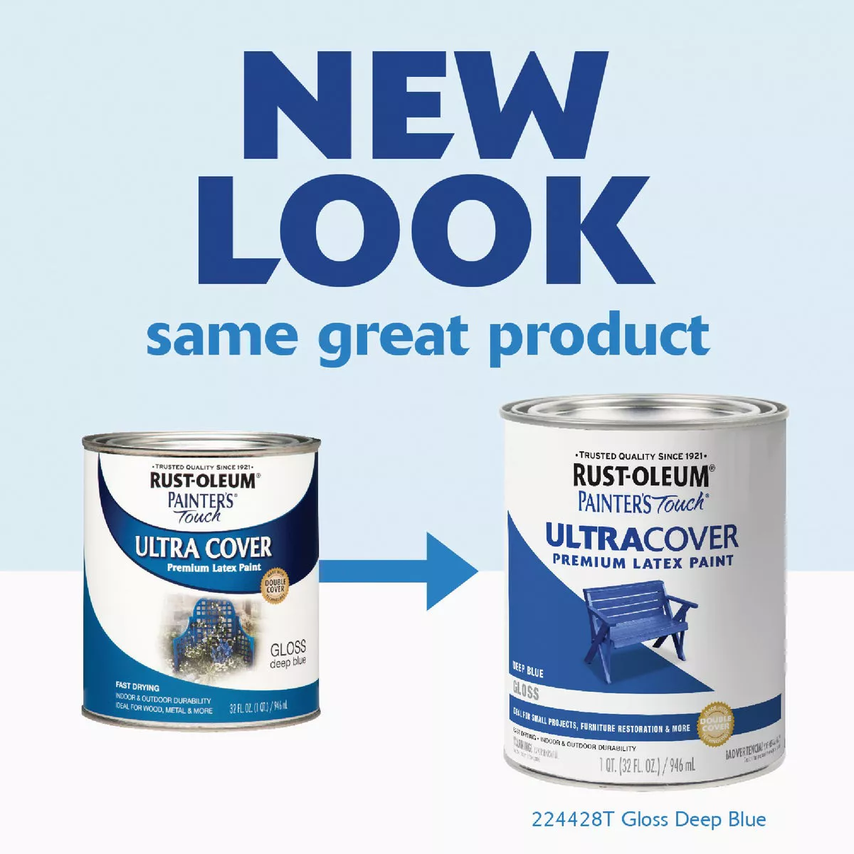Rust-Oleum Painter's Touch 2X Ultra Cover Premium Latex Paint, Gloss Deep Blue, 1 Qt. - photo 2