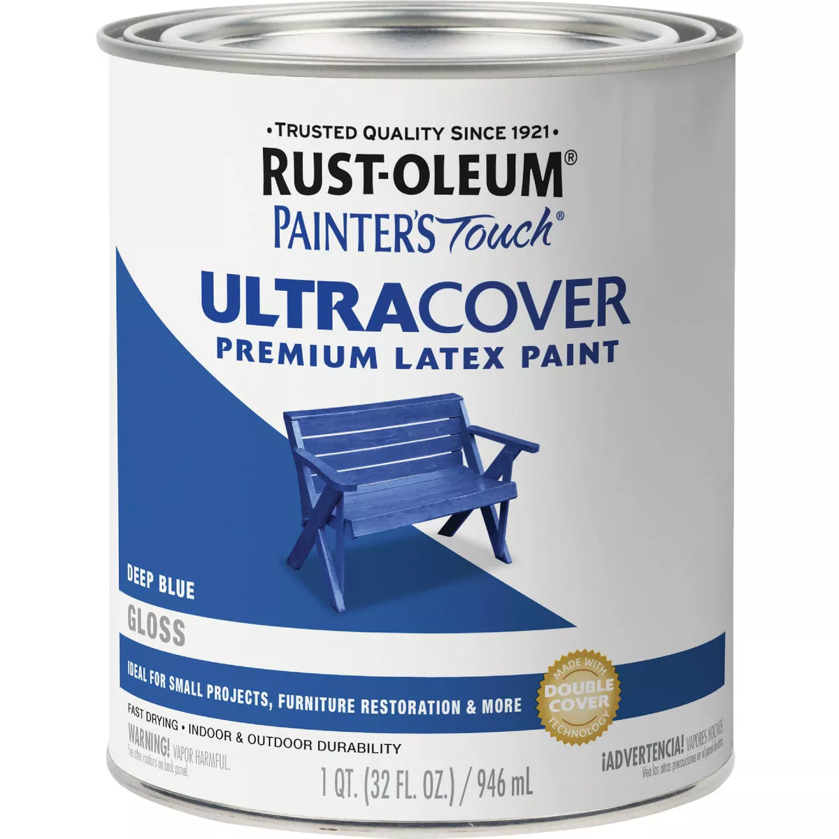 Rust-Oleum Painter's Touch 2X Ultra Cover Premium Latex Paint, Gloss Deep Blue, 1 Qt. - photo 7