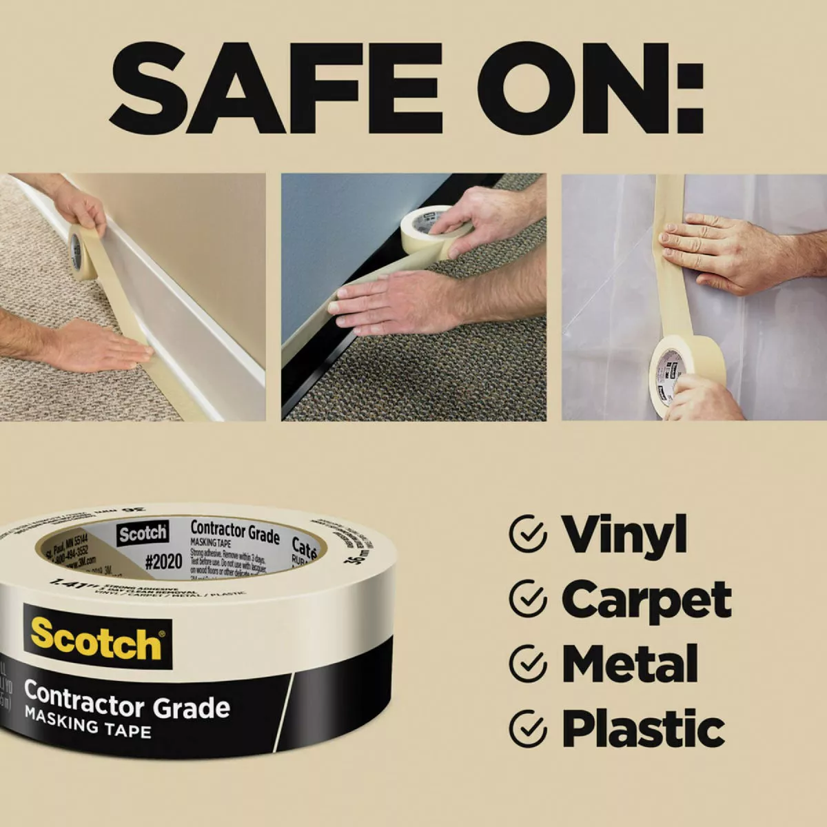 Scotch 1.41 In. x 60.1 Yd. Contractor Grade Masking Tape (4-Pack) - photo 2