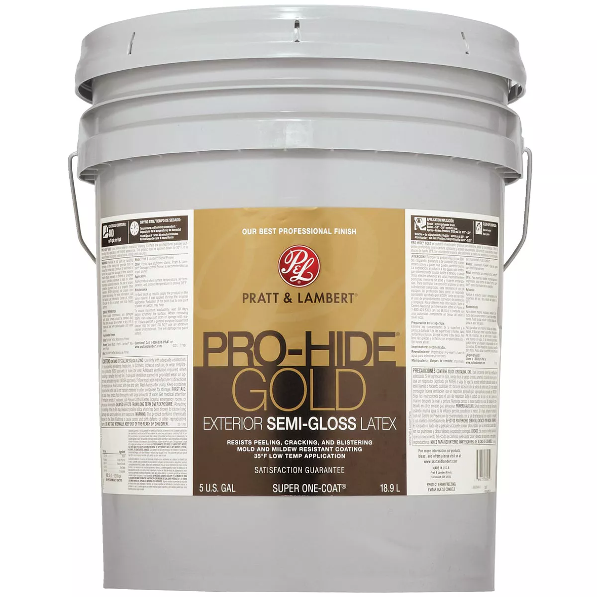 Pratt & Lambert Pro-Hide Gold Latex Semi-Gloss Exterior House Paint, Base 2, 5 Gal. - photo 2