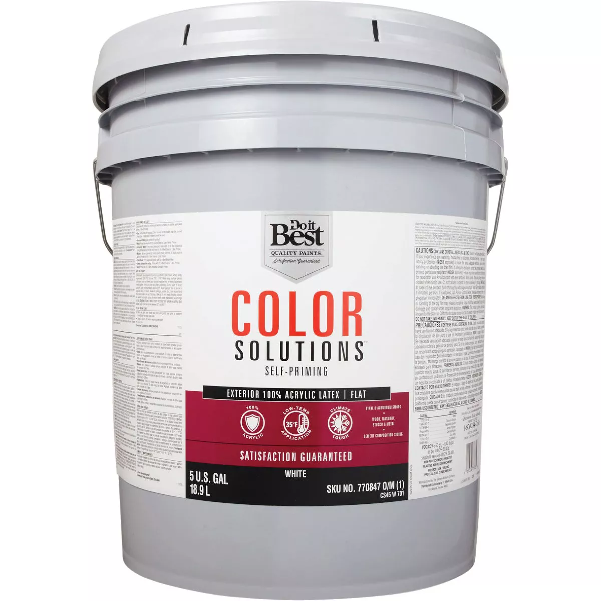 Do it Best Color Solutions 100% Acrylic Latex Self-Priming Flat Exterior House Paint, White, 5 Gal. - photo 2