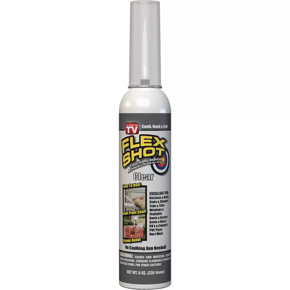 FLEX SHOT 8 Oz. Adhesive Rubber Sealant, Clear