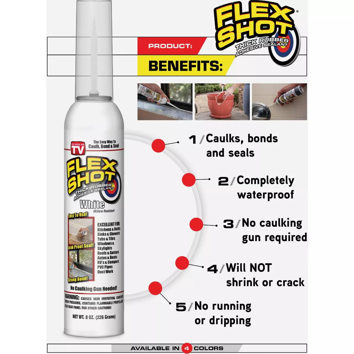 FLEX SHOT 8 Oz. Adhesive Rubber Sealant, Clear - photo 5