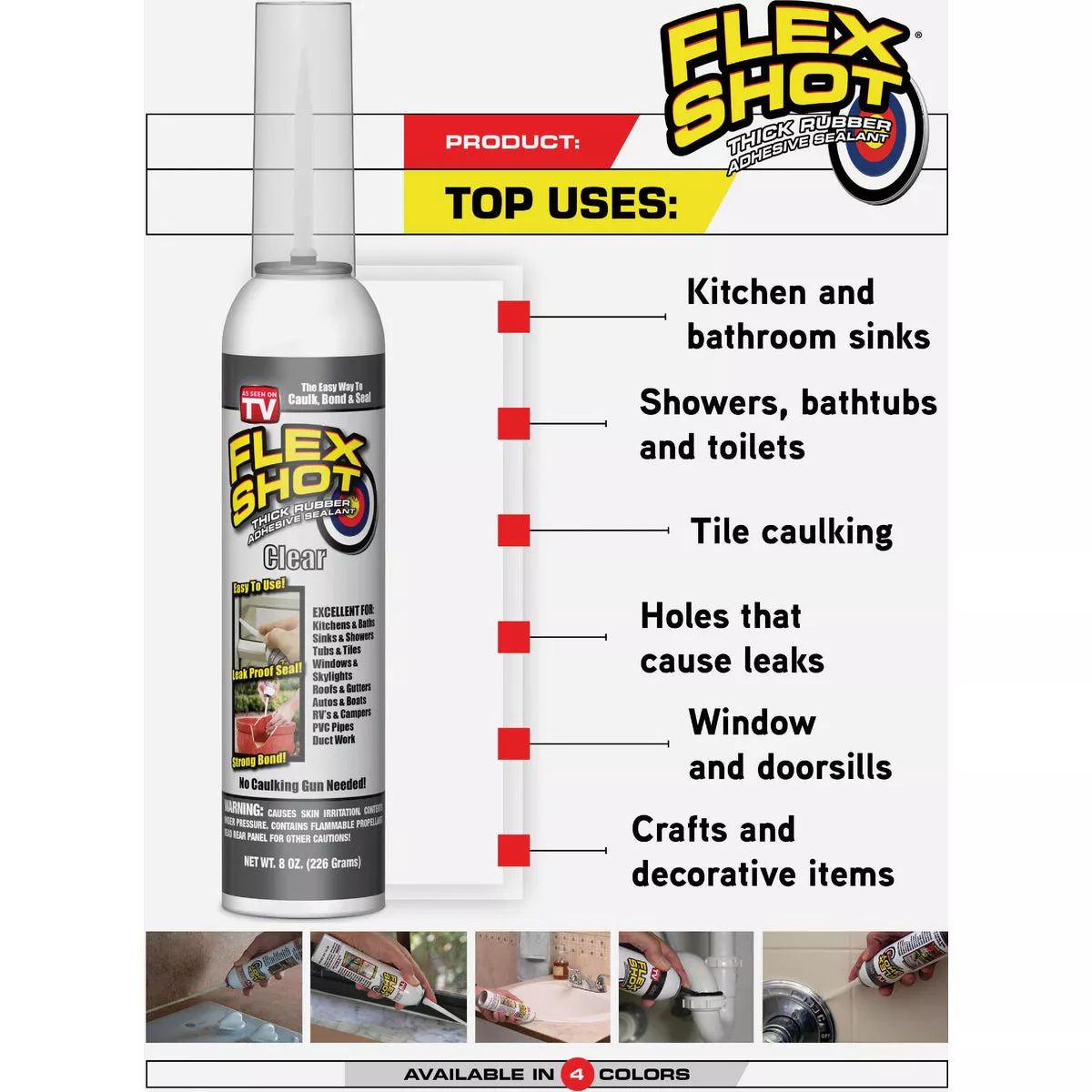 FLEX SHOT 8 Oz. Adhesive Rubber Sealant, Clear - photo 6