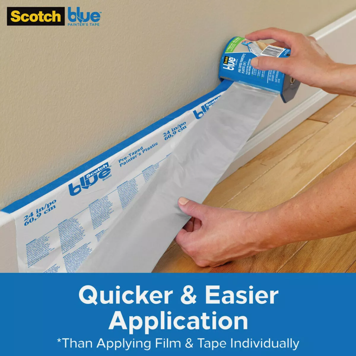 ScotchBlue Pre-Taped Painter's Plastic, 24 In. x 30 Yd., 1 Roll - photo 3