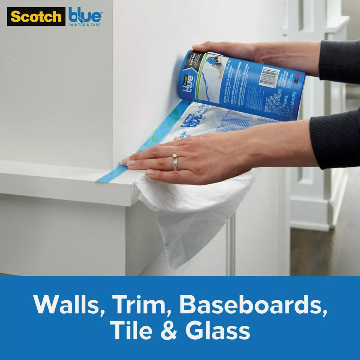 ScotchBlue Pre-Taped Painter's Plastic, 24 In. x 30 Yd., 1 Roll - photo 2