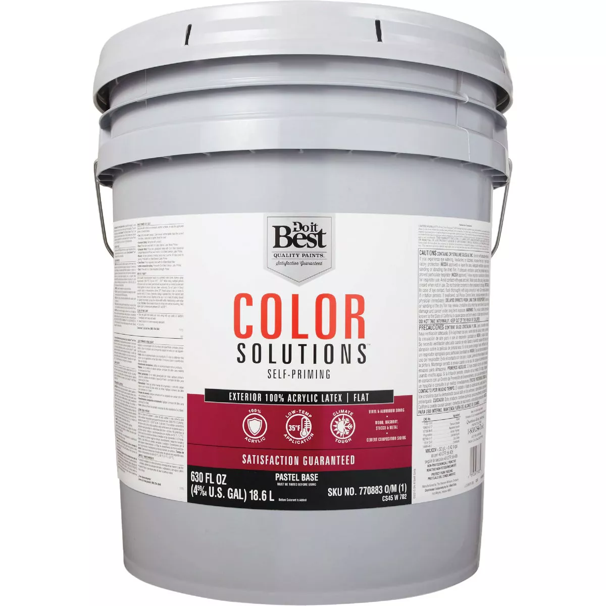 Do it Best Color Solutions 100% Acrylic Latex Self-Priming Flat Exterior House Paint, Pastel Base, 5 Gal. - photo 2