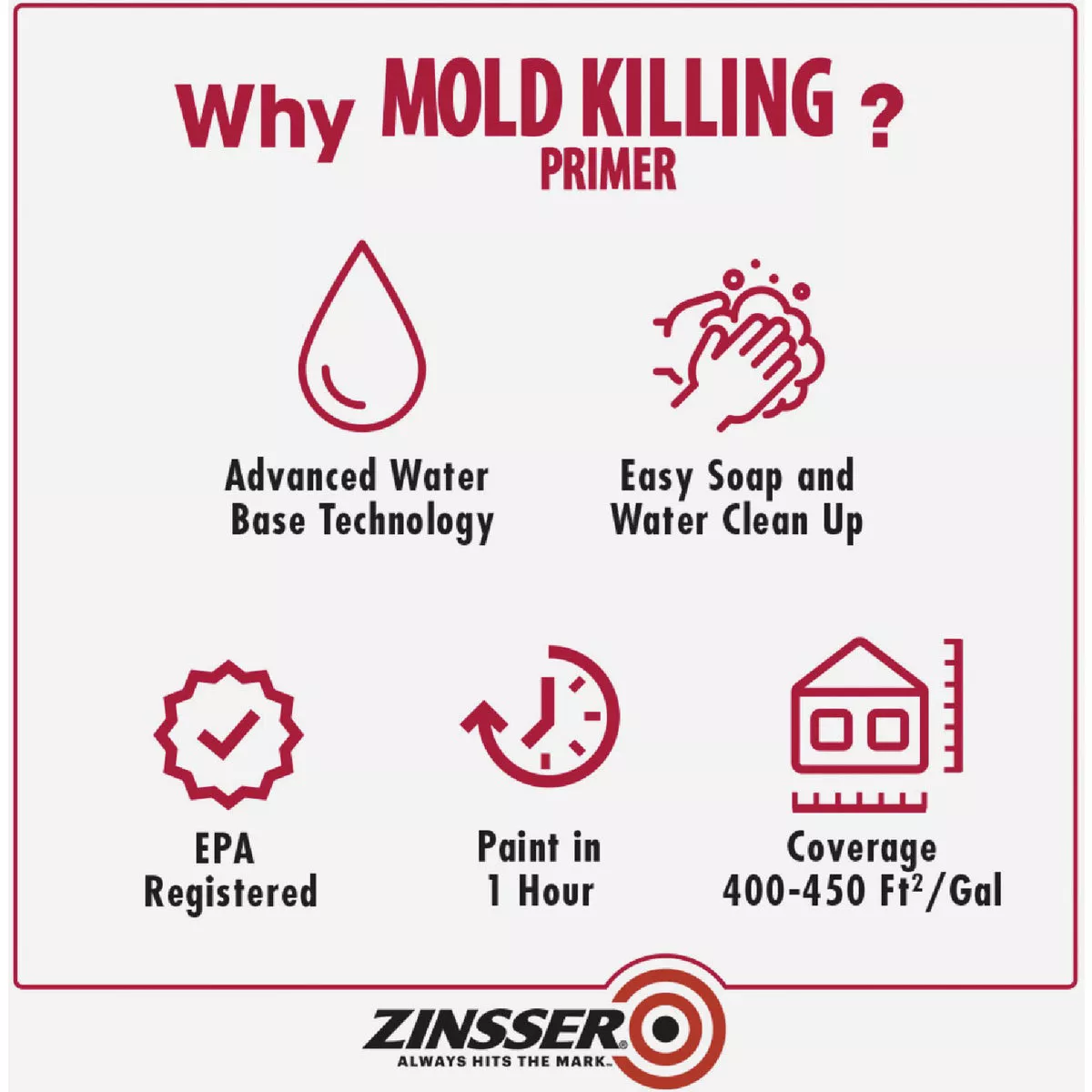 Zinsser Mold Killing Interior/Exterior Primer, White, 1 Qt. - photo 4