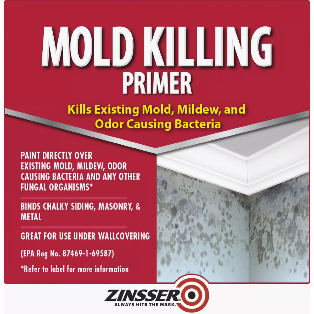 Zinsser Mold Killing Interior/Exterior Primer, White, 1 Gal. - photo 2