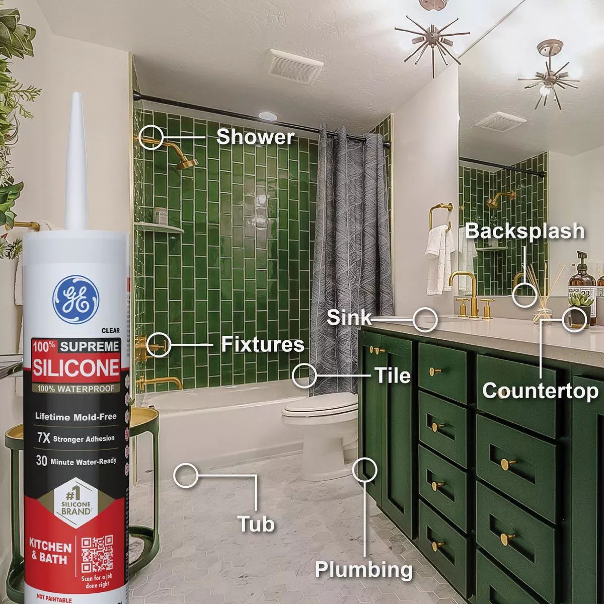 GE Supreme Silicone Kitchen & Bath Sealant, Clear, 10.1 Oz. Cartridge - photo 4