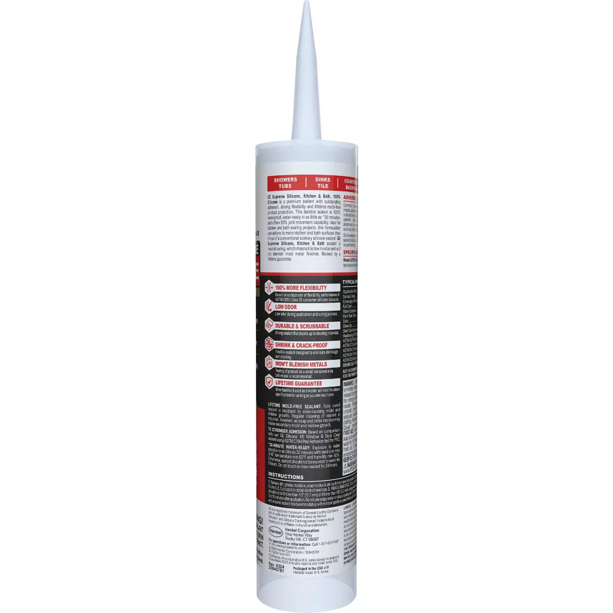 GE Supreme Silicone Kitchen & Bath Sealant, Clear, 10.1 Oz. Cartridge - photo 7