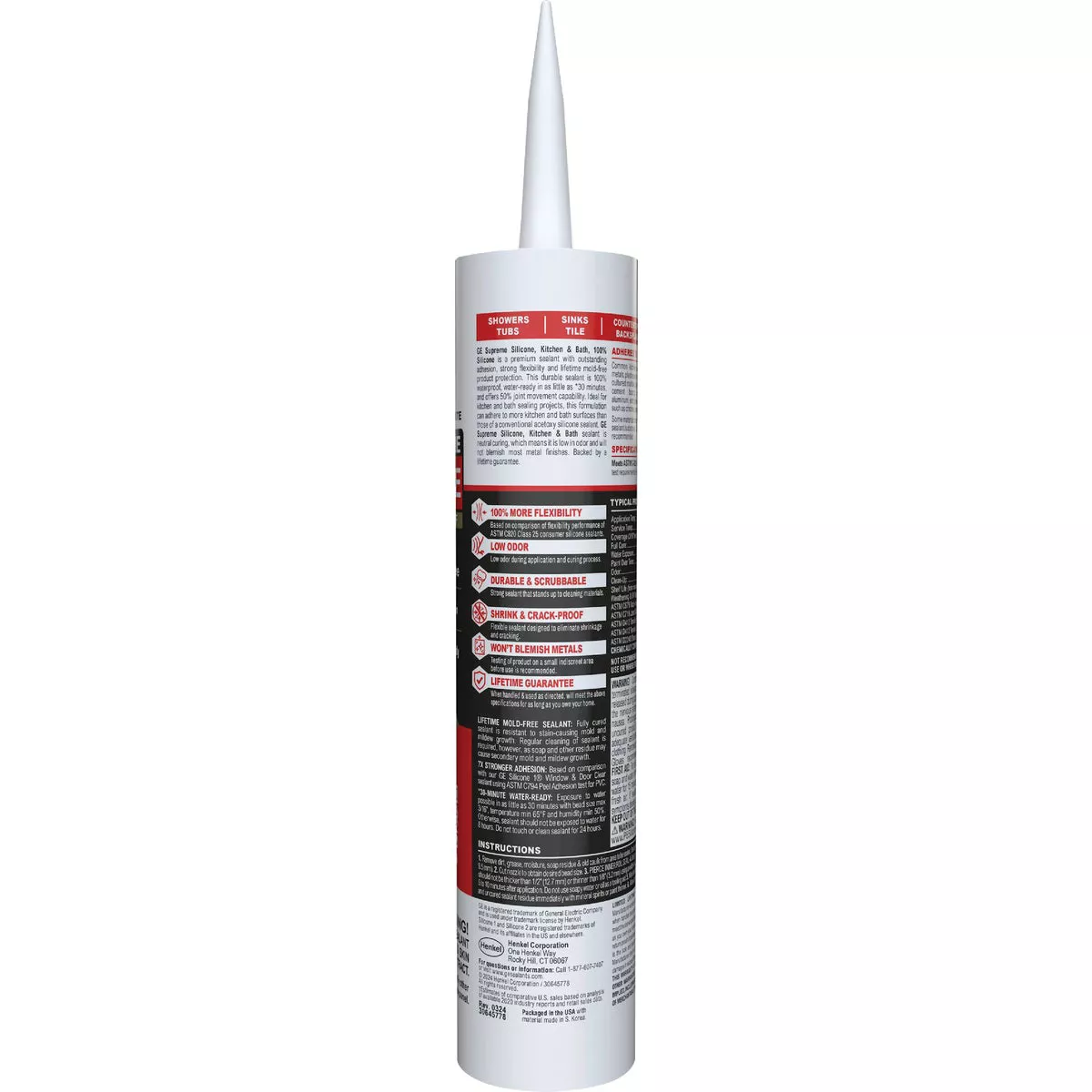 GE Supreme Silicone 10.1 Oz. White Kitchen & Bath Sealant - photo 2