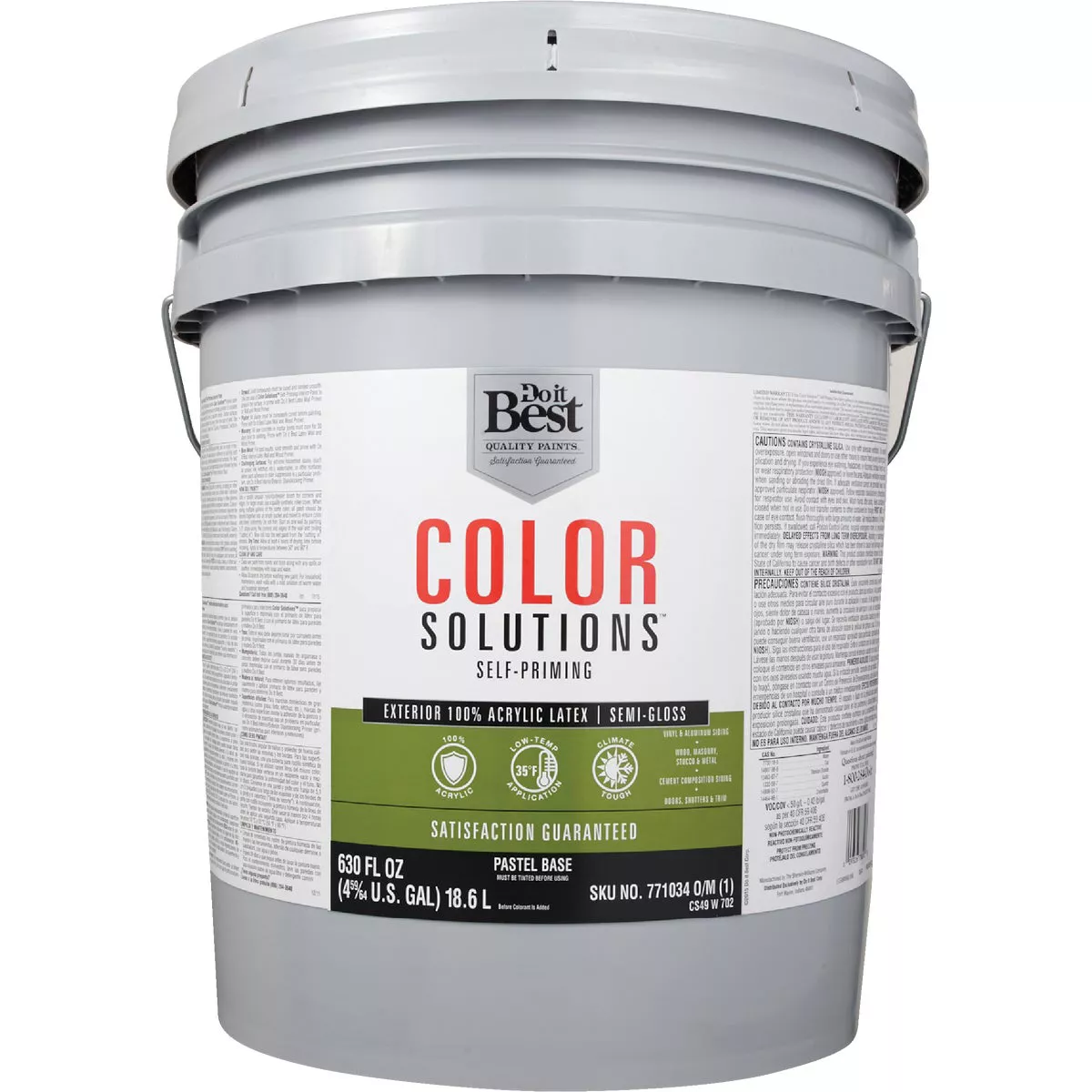 Do it Best Color Solutions 100% Acrylic Latex Self-Priming Semi-Gloss Exterior House Paint, Pastel Base, 5 Gal. - photo 2