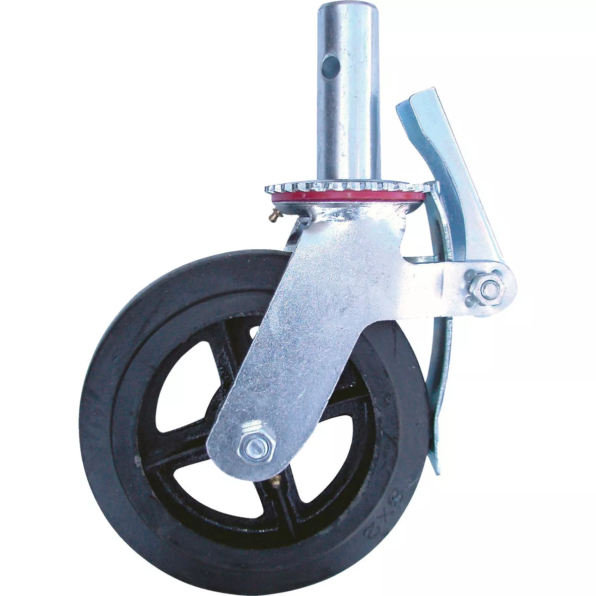 8-inch Cast Iron and Rubber Heavy-Duty Caster Wheels with Double-Lock Locking Pedal