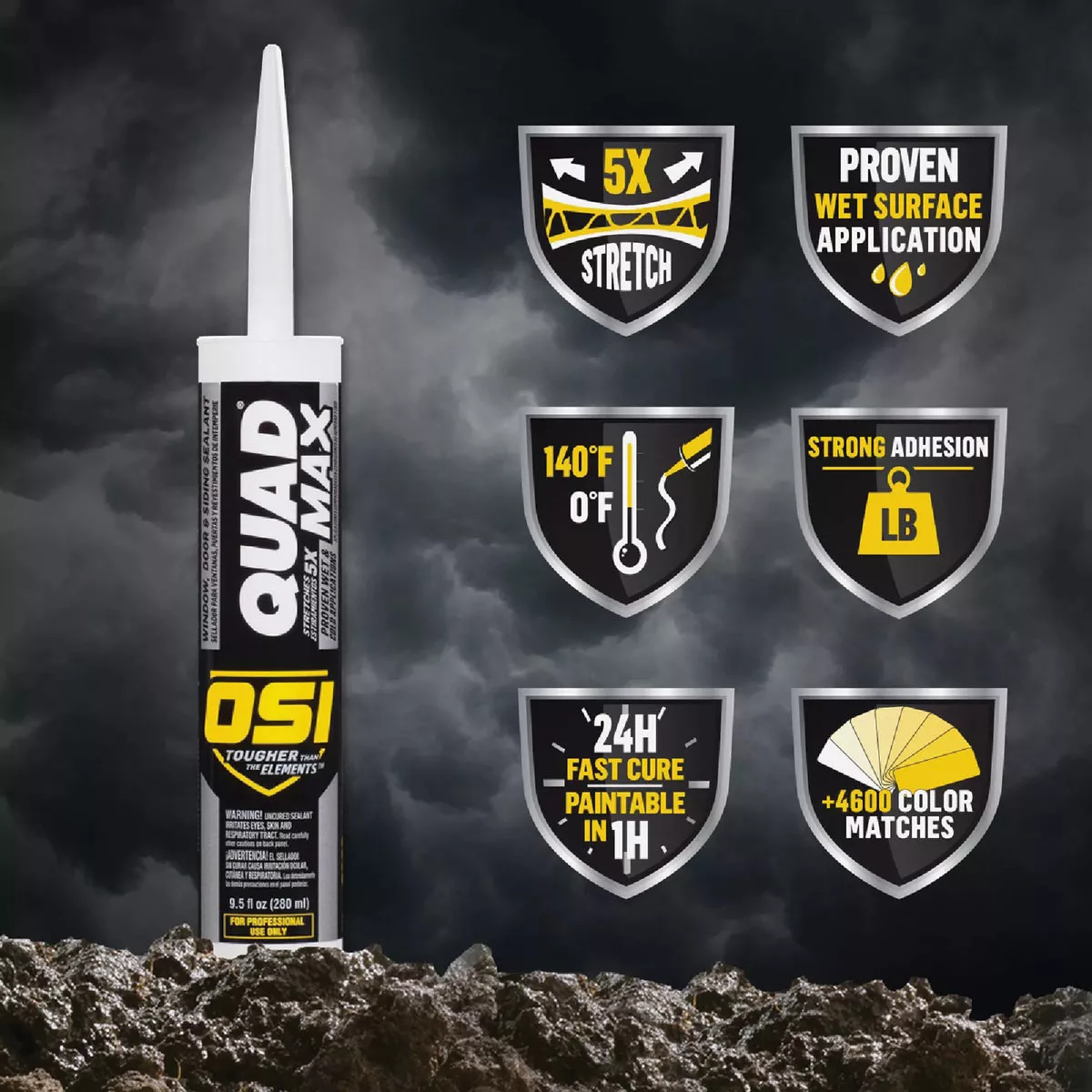 OSI QUAD MAX 9.5 Oz. Window, Door & Siding Sealant, White - photo 2