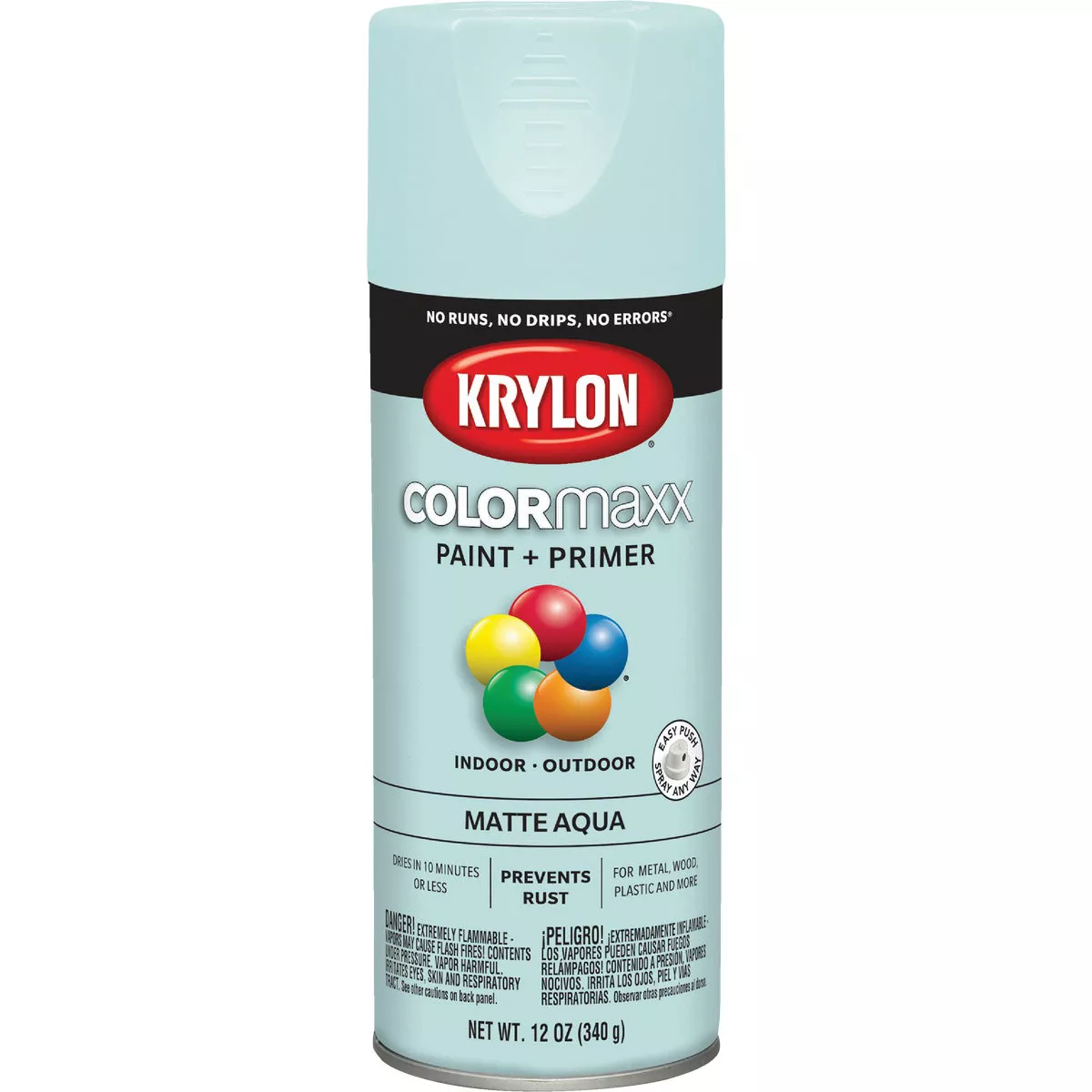 Krylon ColorMaxx 12 Oz. Matte Paint + Primer Spray Paint, Aqua