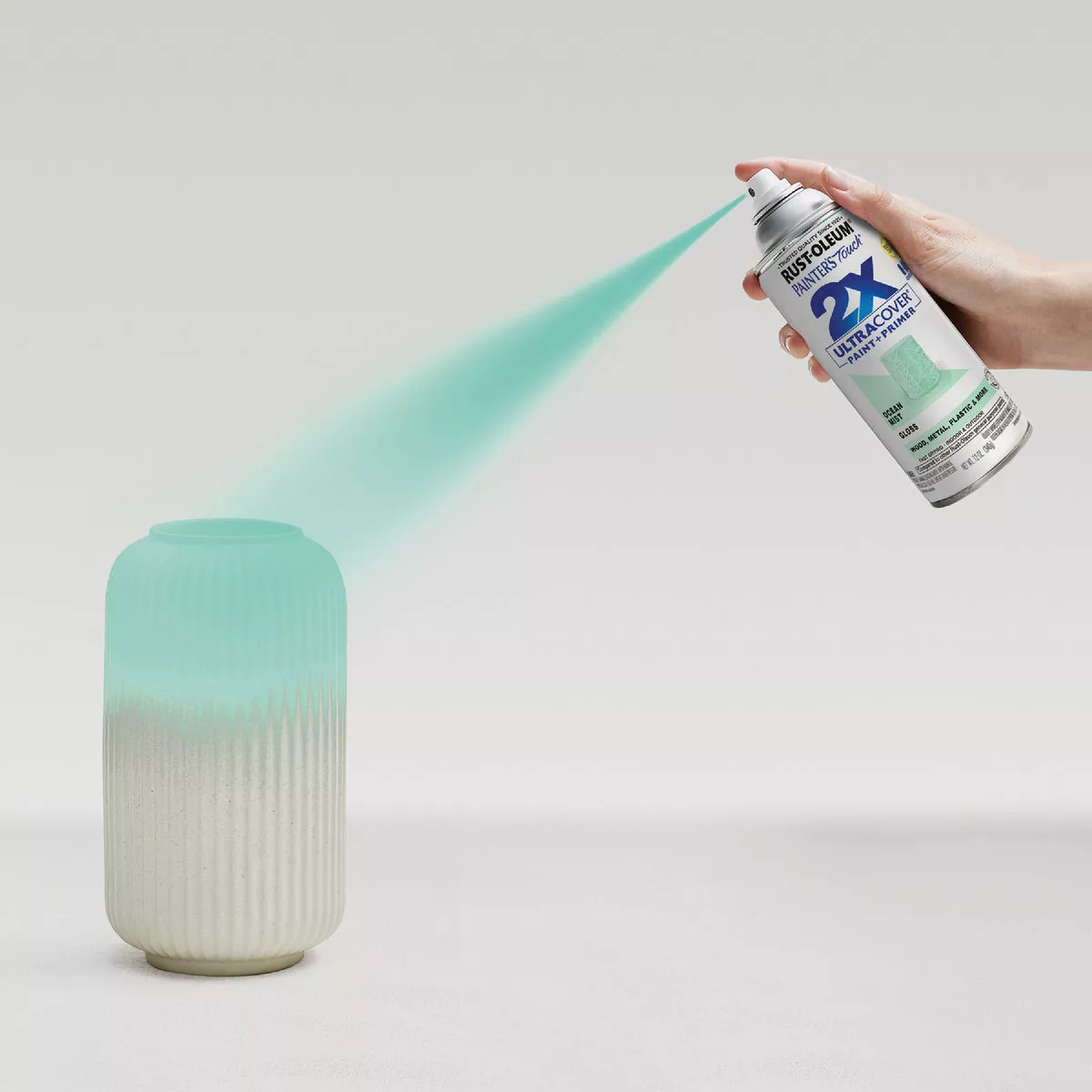 Rust-Oleum Painter's Touch 2X Ultra Cover 12 Oz. Gloss Paint + Primer Spray Paint, Ocean Mist - photo 6