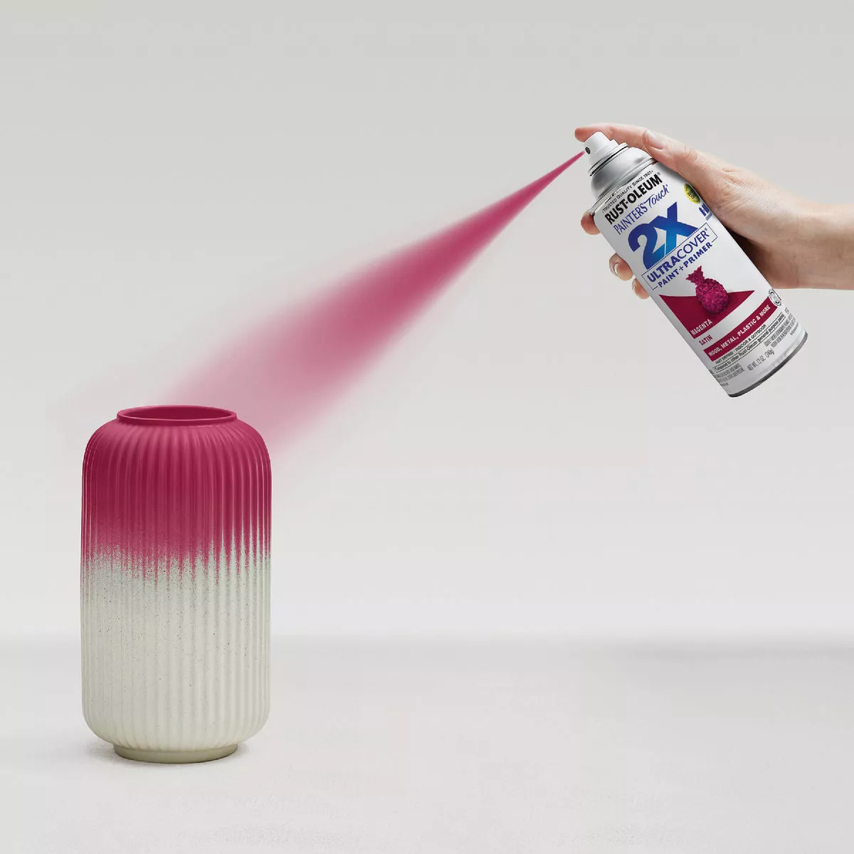 Rust-Oleum Painter's Touch 2X Ultra Cover 12 Oz. Satin Paint + Primer Spray Paint, Magenta - photo 6