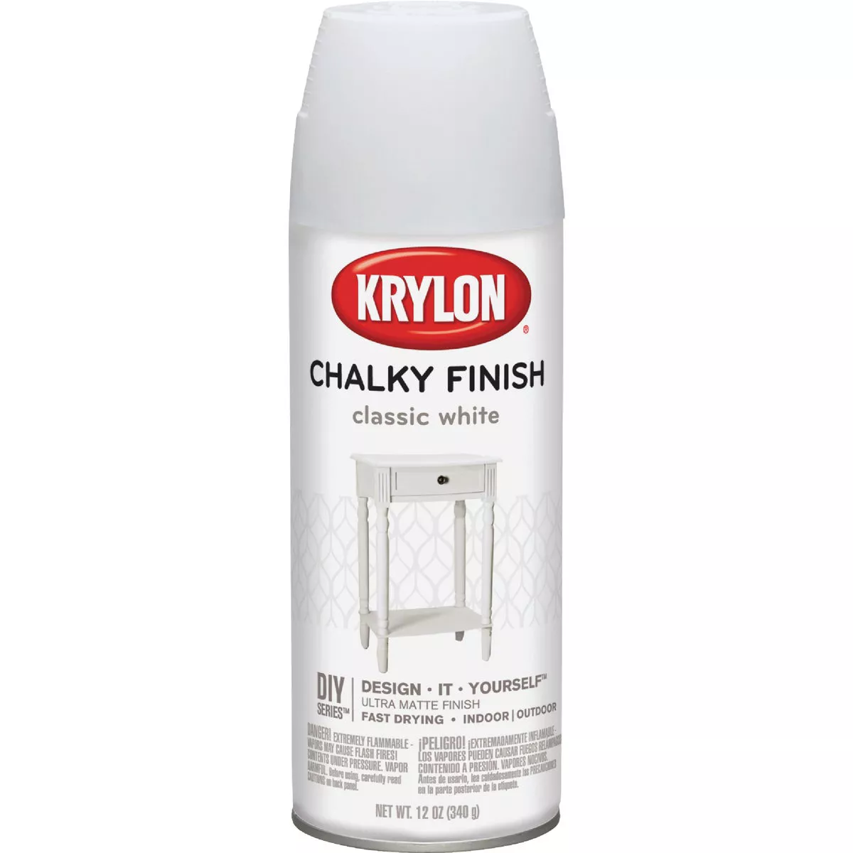 Krylon CHALKY FINISH 12 Oz. Ultra Matte Chalk Spray Paint, Classic White