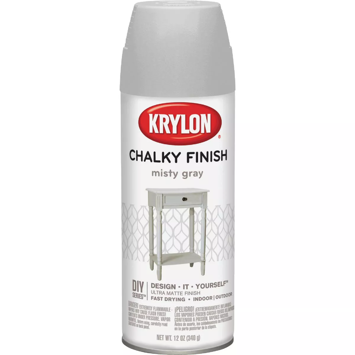 Krylon CHALKY FINISH 12 Oz. Ultra Matte Chalk Spray Paint, Misty Gray