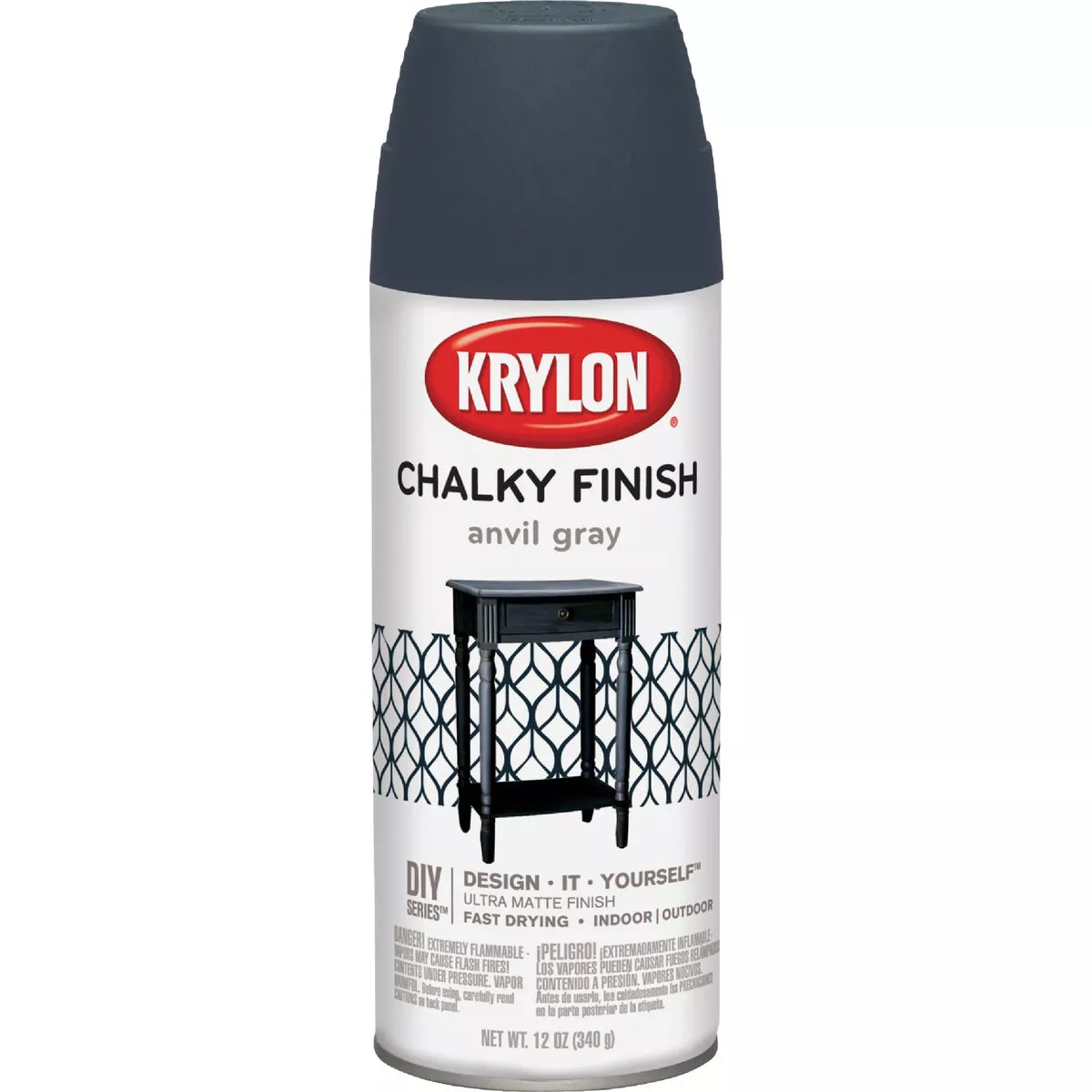 Krylon CHALKY FINISH 12 Oz. Ultra Matte Chalk Spray Paint, Anvil Gray
