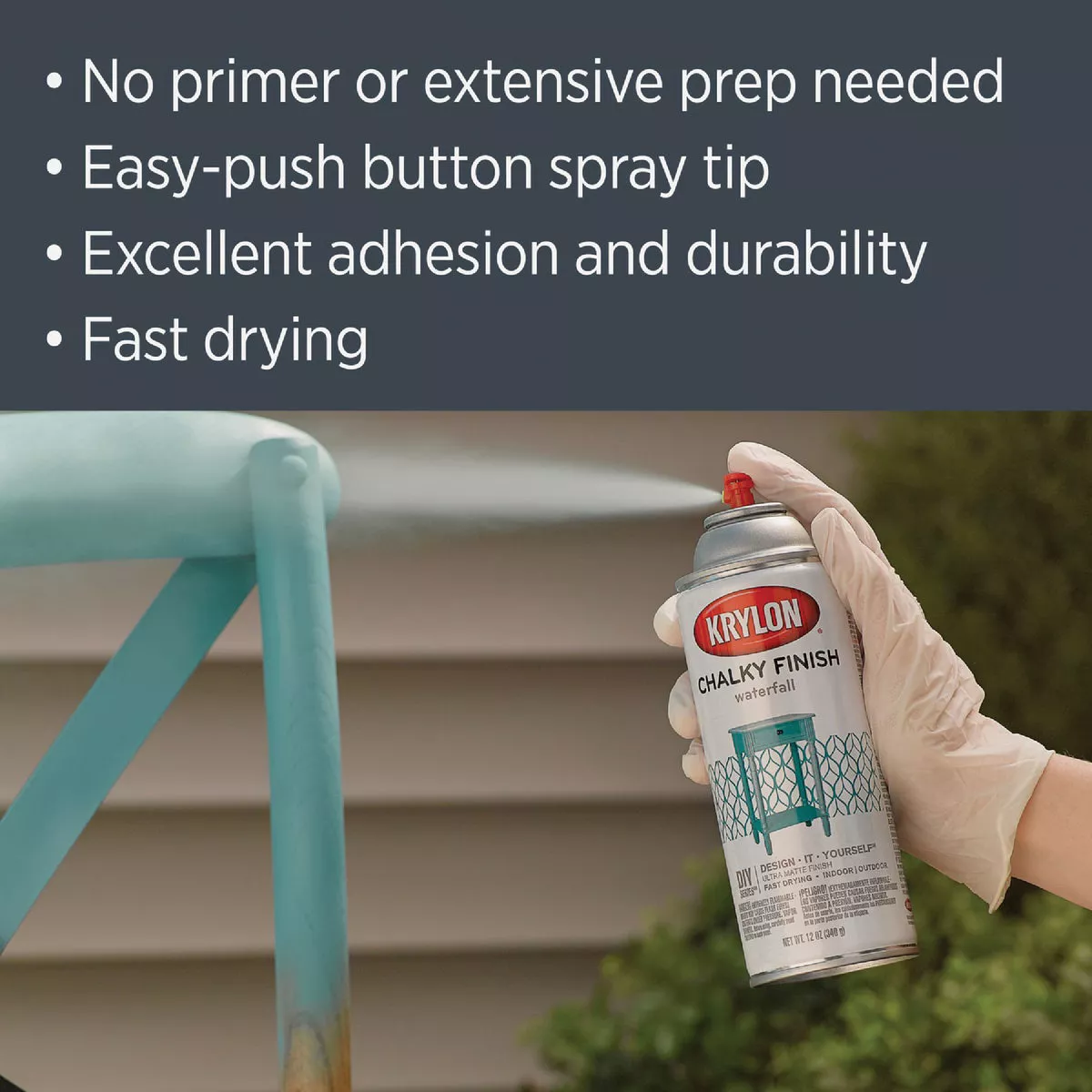 Krylon CHALKY FINISH 12 Oz. Ultra Matte Chalk Spray Paint, Anvil Gray - photo 5