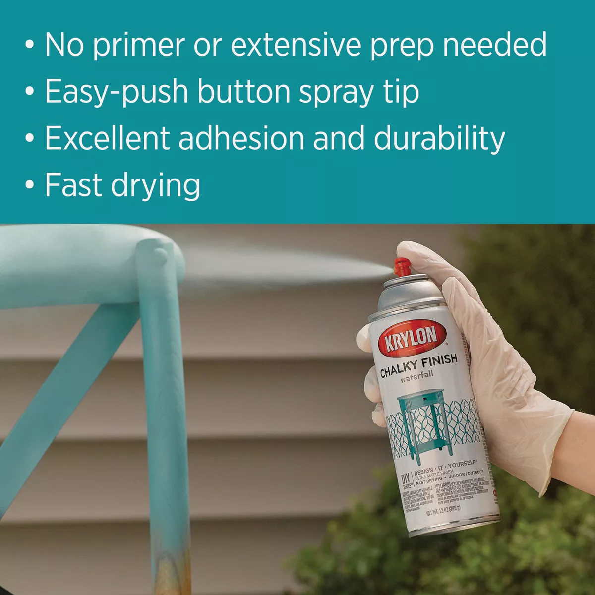 Krylon CHALKY FINISH 12 Oz. Ultra Matte Chalk Spray Paint, Tidal Blue - photo 7