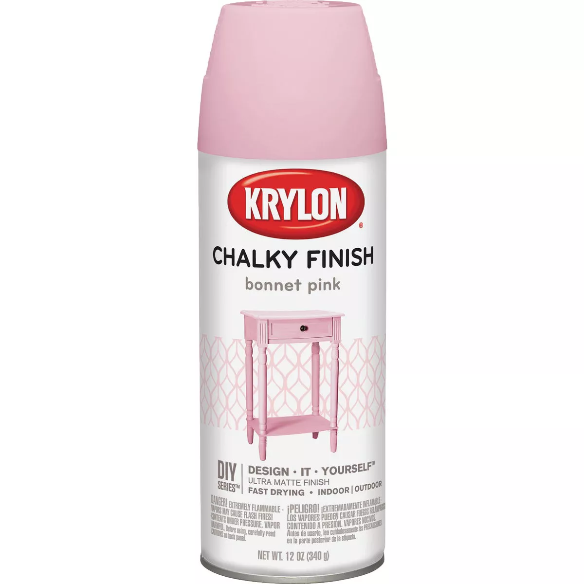 Krylon CHALKY FINISH 12 Oz. Ultra Matte Chalk Spray Paint, Bonnet Pink