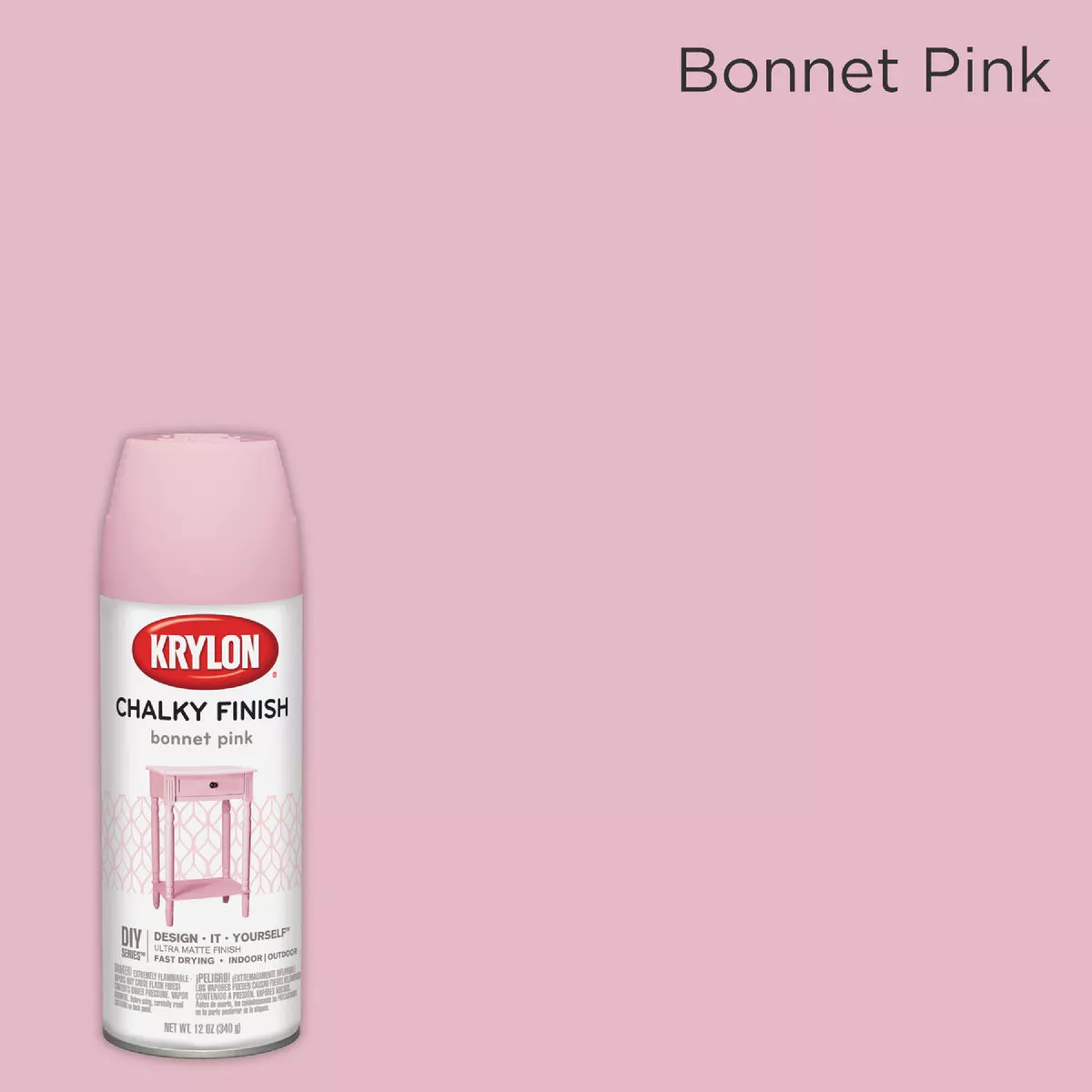 Krylon CHALKY FINISH 12 Oz. Ultra Matte Chalk Spray Paint, Bonnet Pink - photo 7