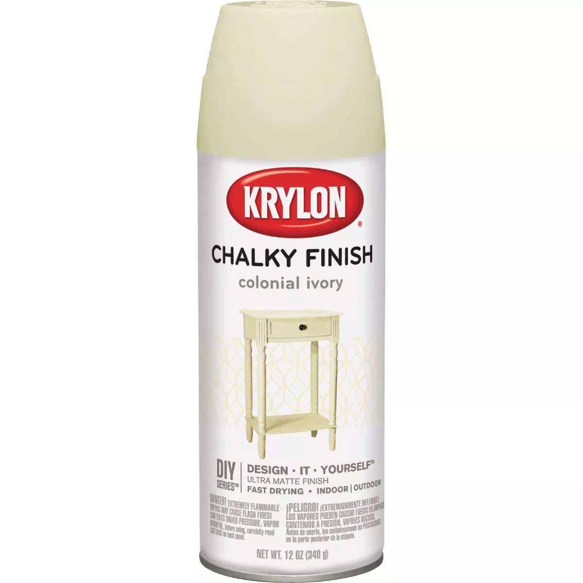 Krylon CHALKY FINISH 12 Oz. Ultra Matte Chalk Spray Paint, Colonial Ivory