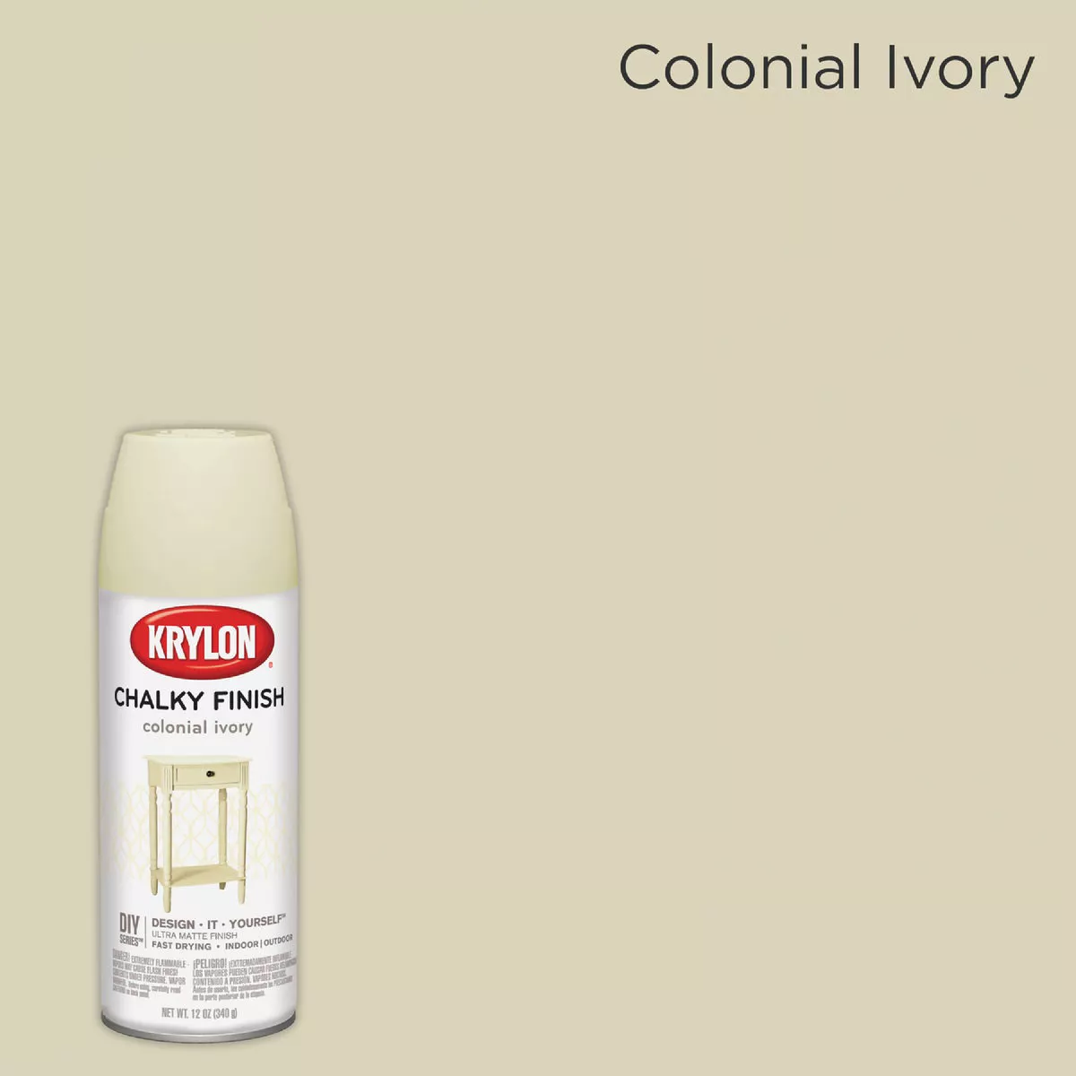 Krylon CHALKY FINISH 12 Oz. Ultra Matte Chalk Spray Paint, Colonial Ivory - photo 5