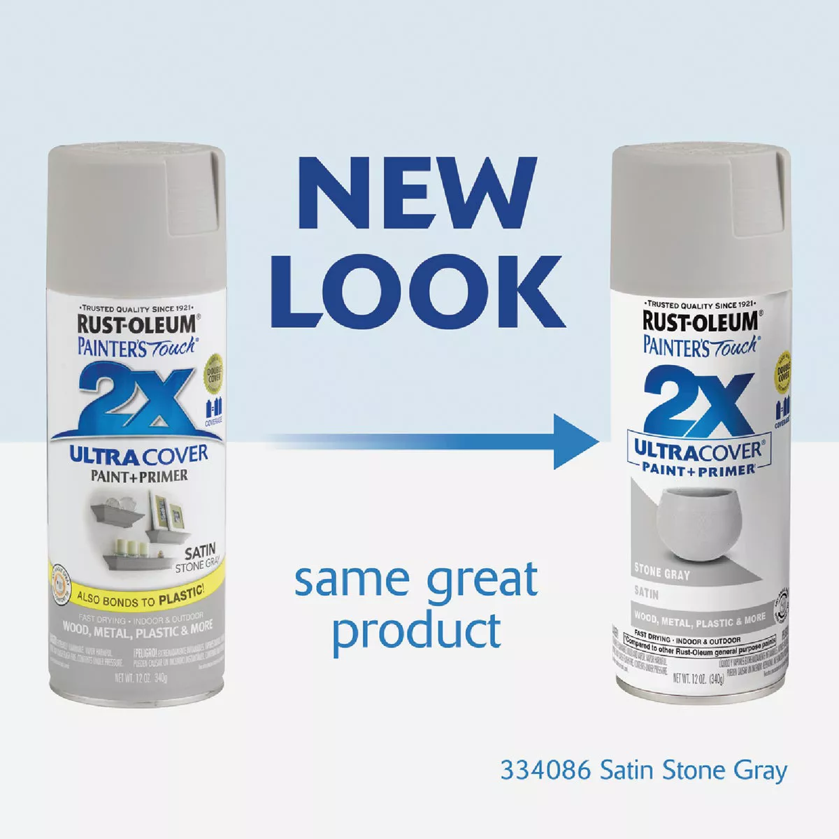 Rust-Oleum Painter's Touch 2X Ultra Cover 12 Oz. Satin Paint + Primer Spray Paint, Stone Gray - photo 2