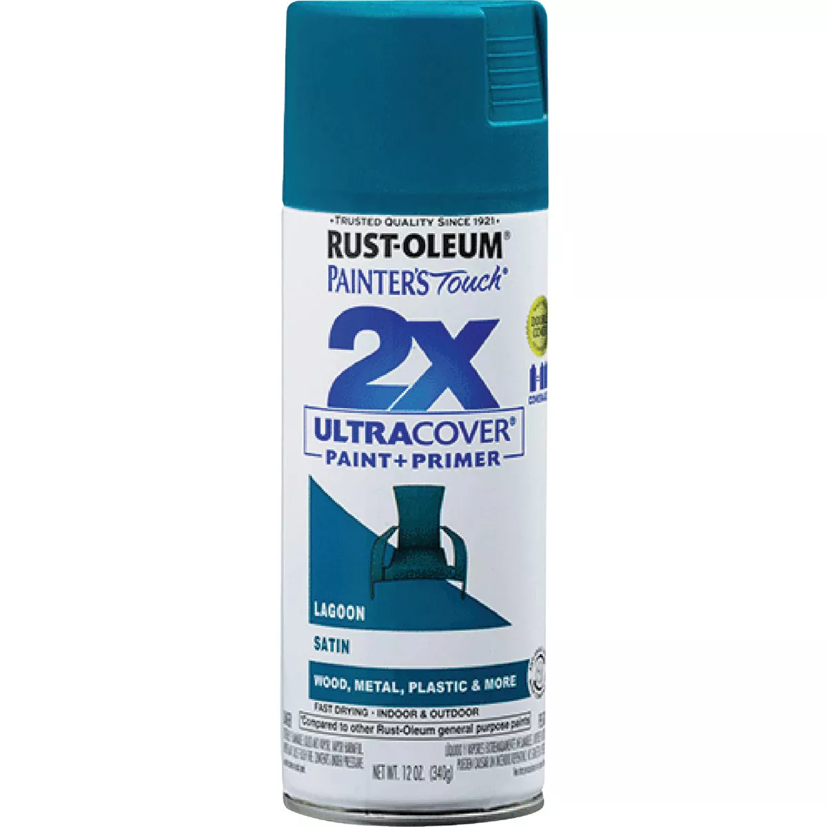 Rust-Oleum Painter's Touch 2X Ultra Cover 12 Oz. Satin Paint + Primer Spray Paint, Lagoon - photo 8
