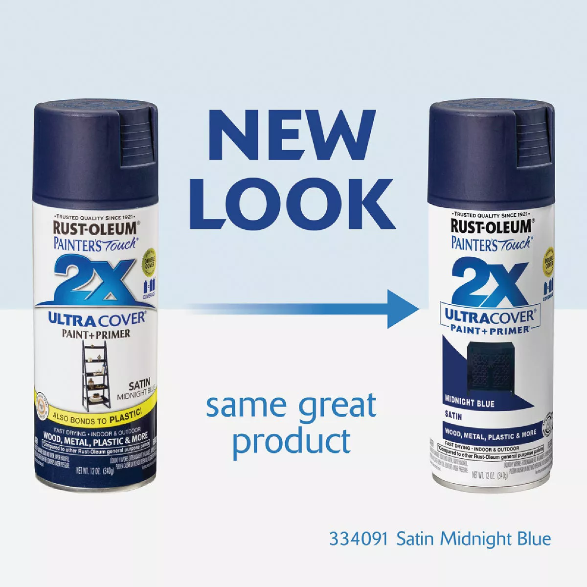Rust-Oleum Painter's Touch 2X Ultra Cover 12 Oz. Satin Paint + Primer Spray Paint, Midnight Blue - photo 2