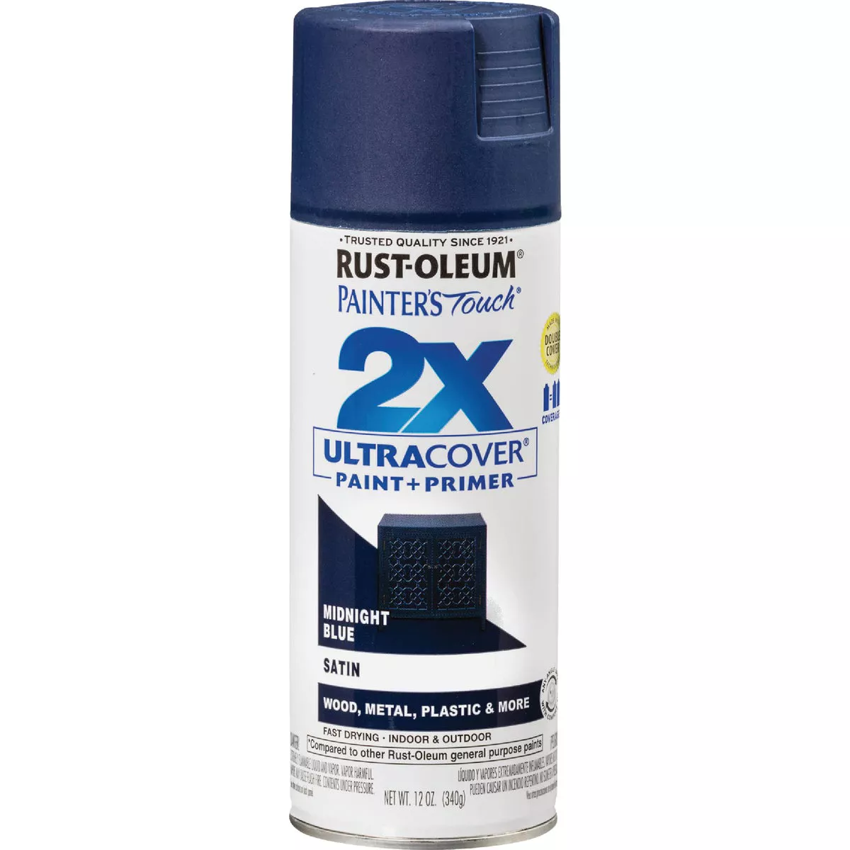 Rust-Oleum Painter's Touch 2X Ultra Cover 12 Oz. Satin Paint + Primer Spray Paint, Midnight Blue - photo 8