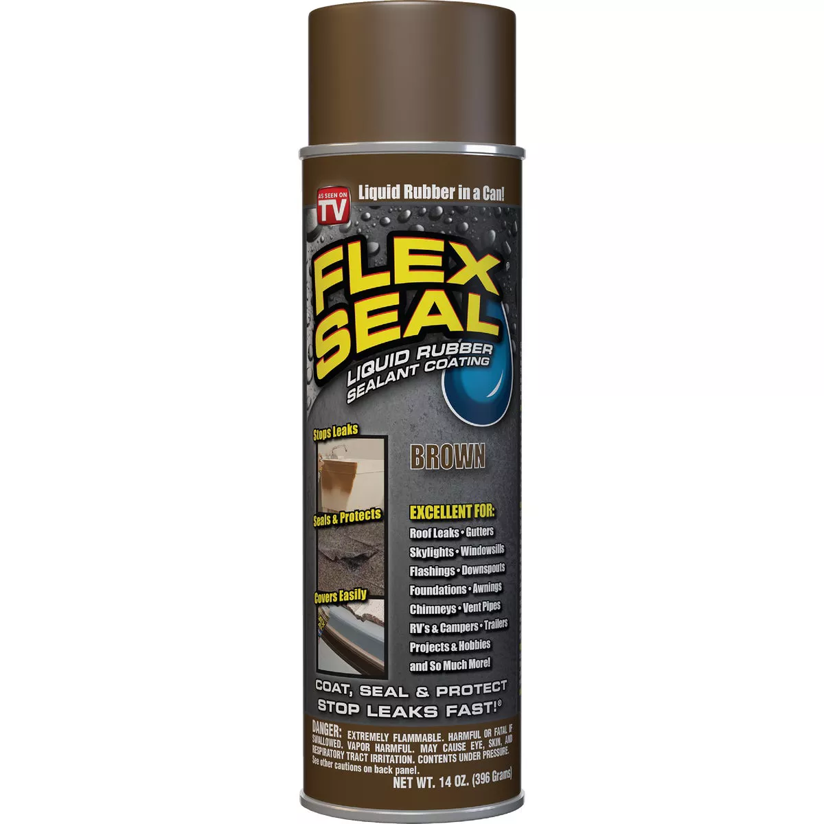FLEX SEAL 14 Oz. Spray Rubber Sealant, Brown