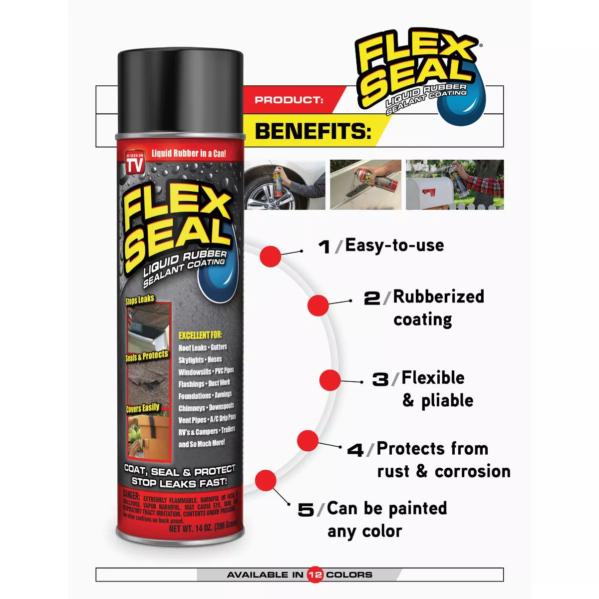 FLEX SEAL 14 Oz. Spray Rubber Sealant, Brown - photo 4
