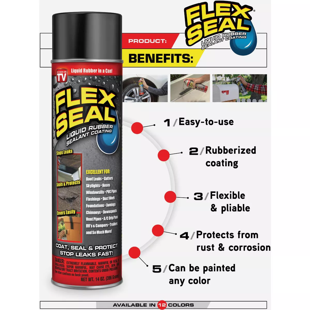 FLEX SEAL 14 Oz. Spray Rubber Sealant, Terra Cotta - photo 3