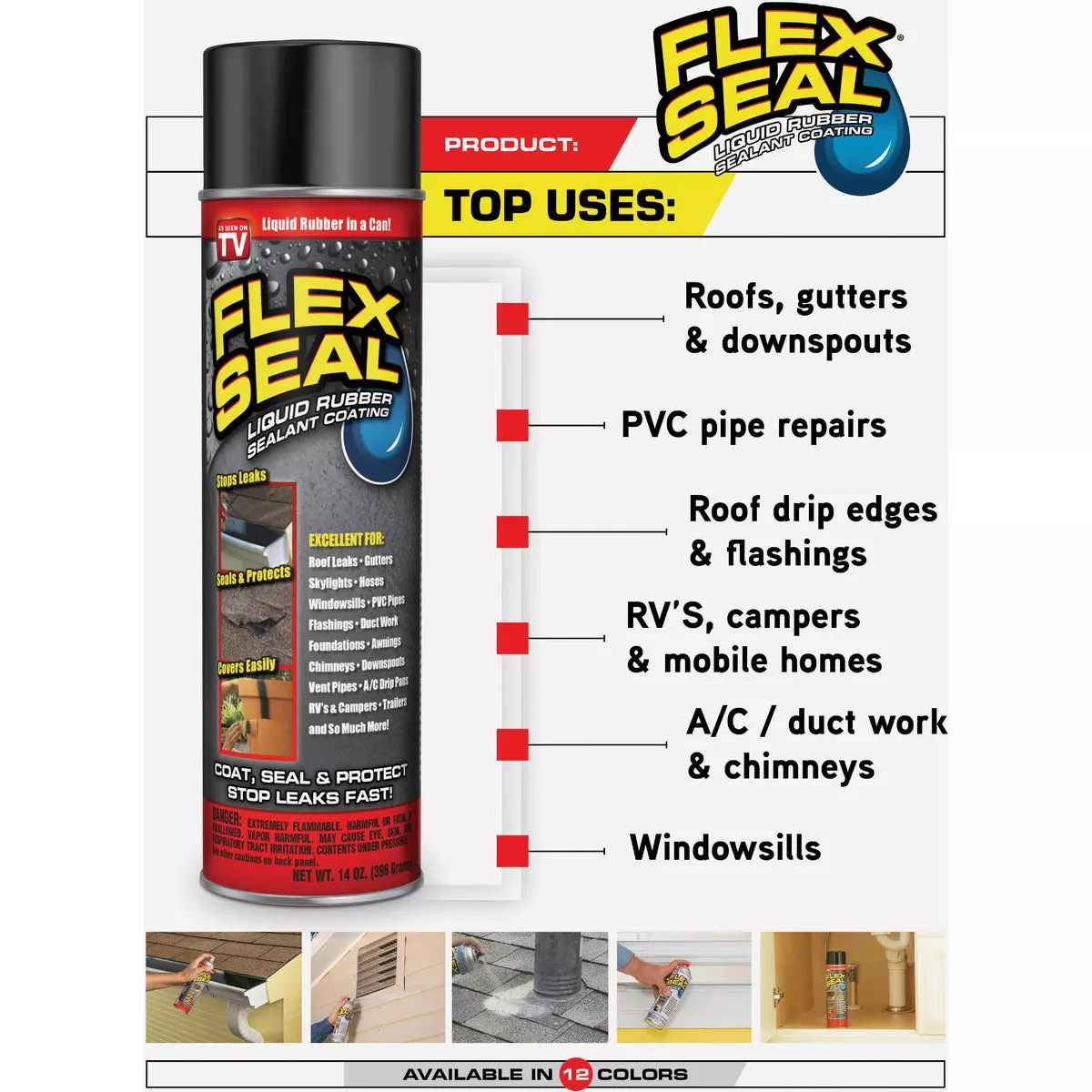 FLEX SEAL 14 Oz. Spray Rubber Sealant, Terra Cotta - photo 4