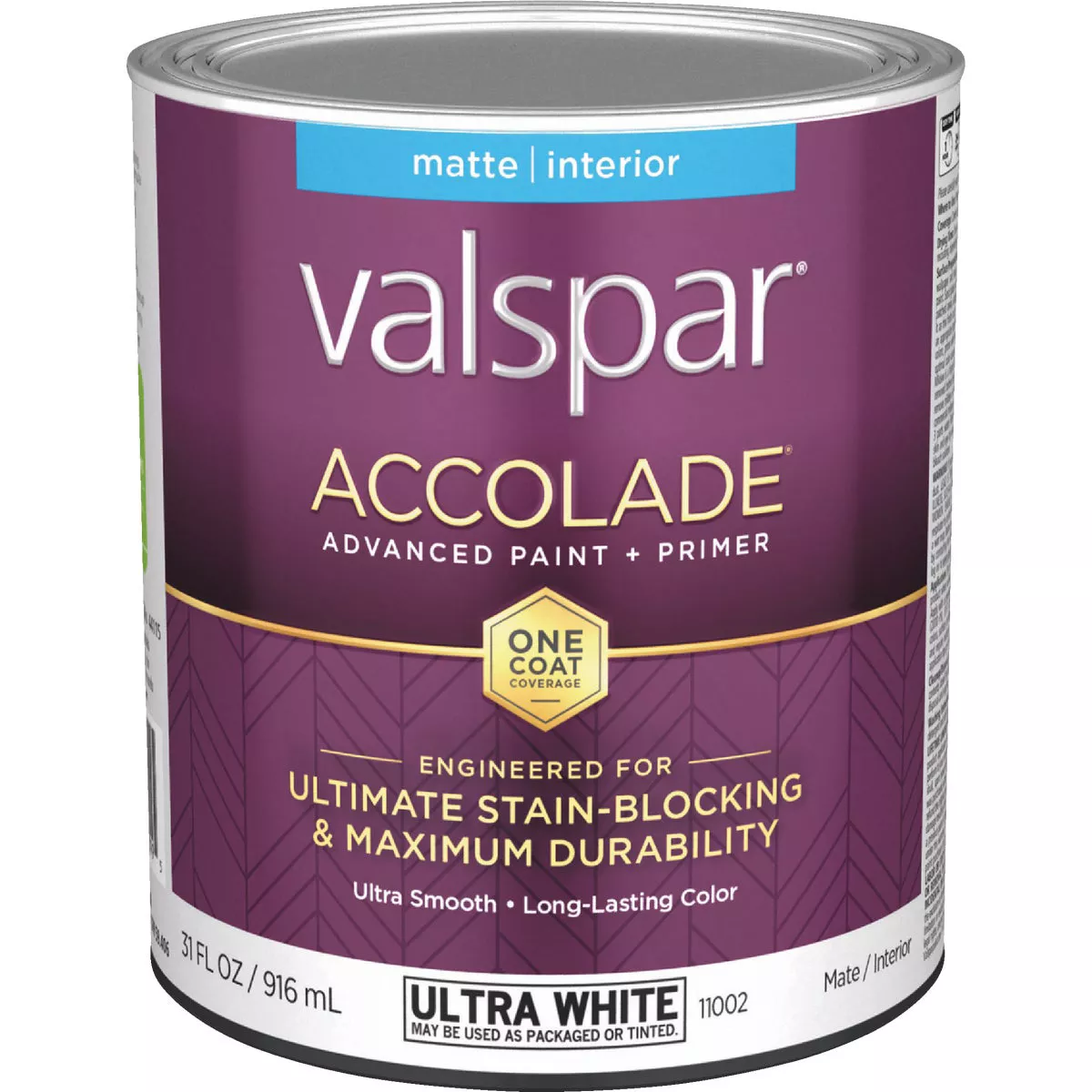 Valspar Accolade Super Premium 100% Acrylic Paint & Primer Matte Interior Wall Paint, Ultra White Base, 1 Qt.