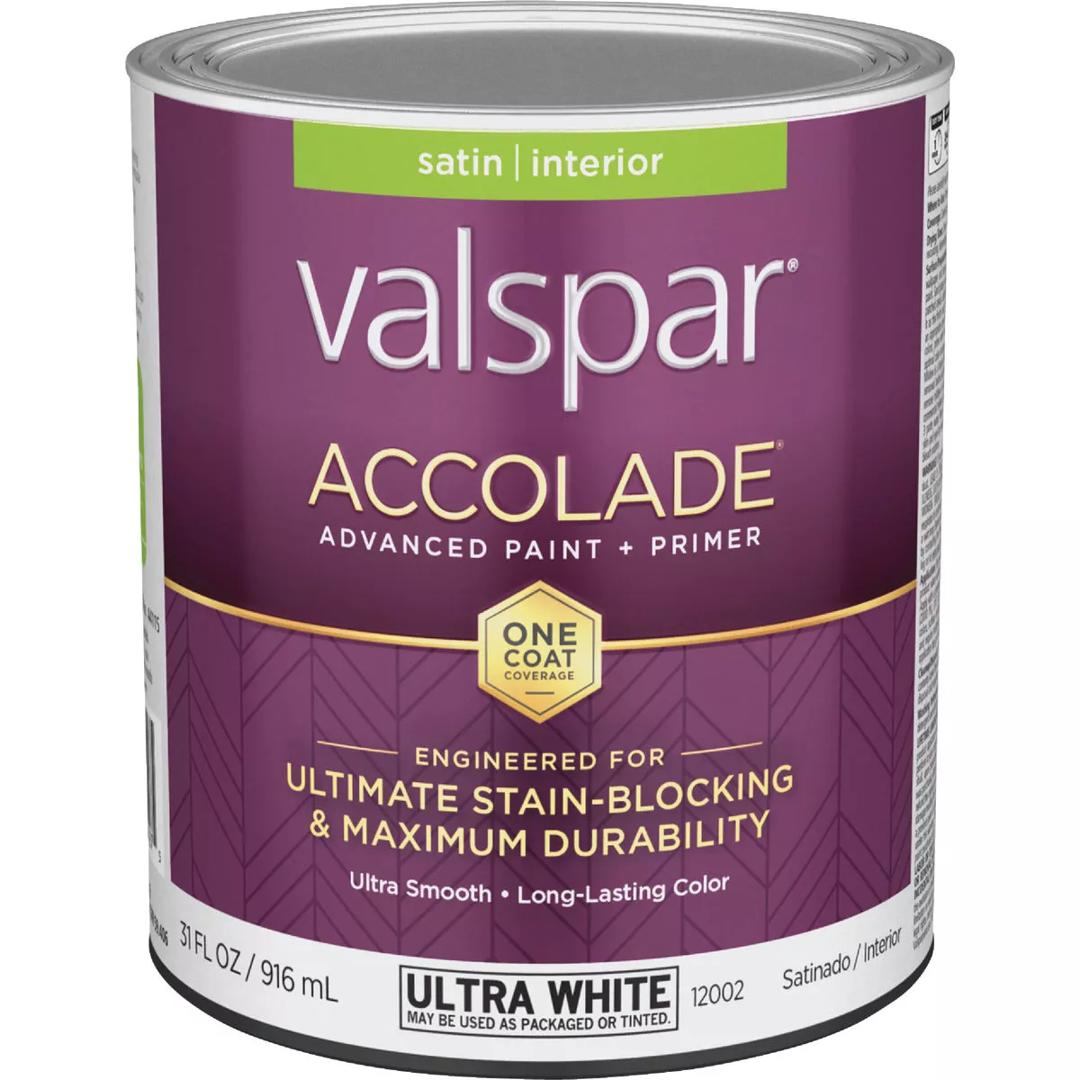 Valspar Accolade Super Premium 100% Acrylic Paint & Primer Satin Interior Wall Paint, Ultra White Base, 1 Qt.