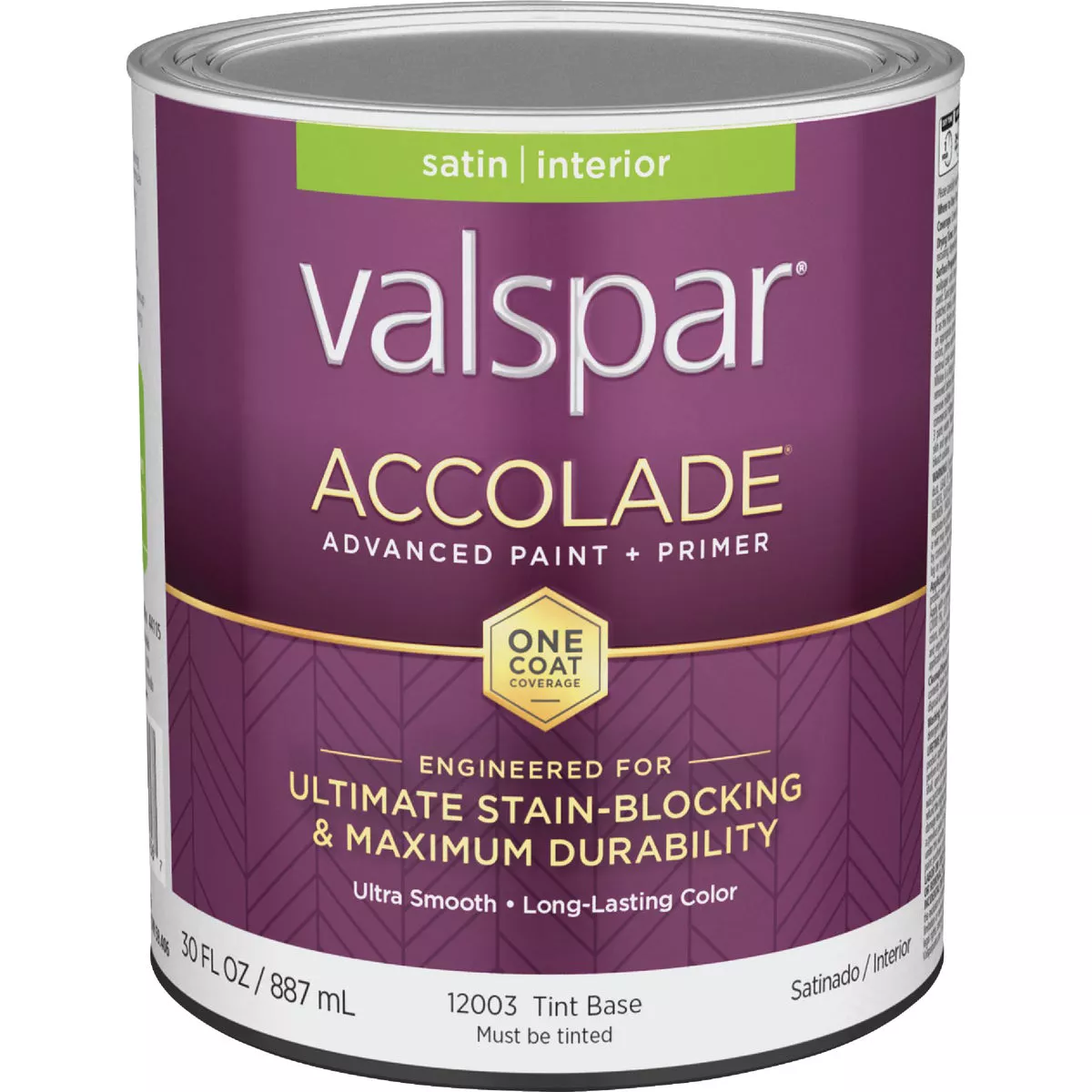 Valspar Accolade Super Premium 100% Acrylic Paint & Primer Satin Interior Wall Paint, Tint Base, 1 Qt.
