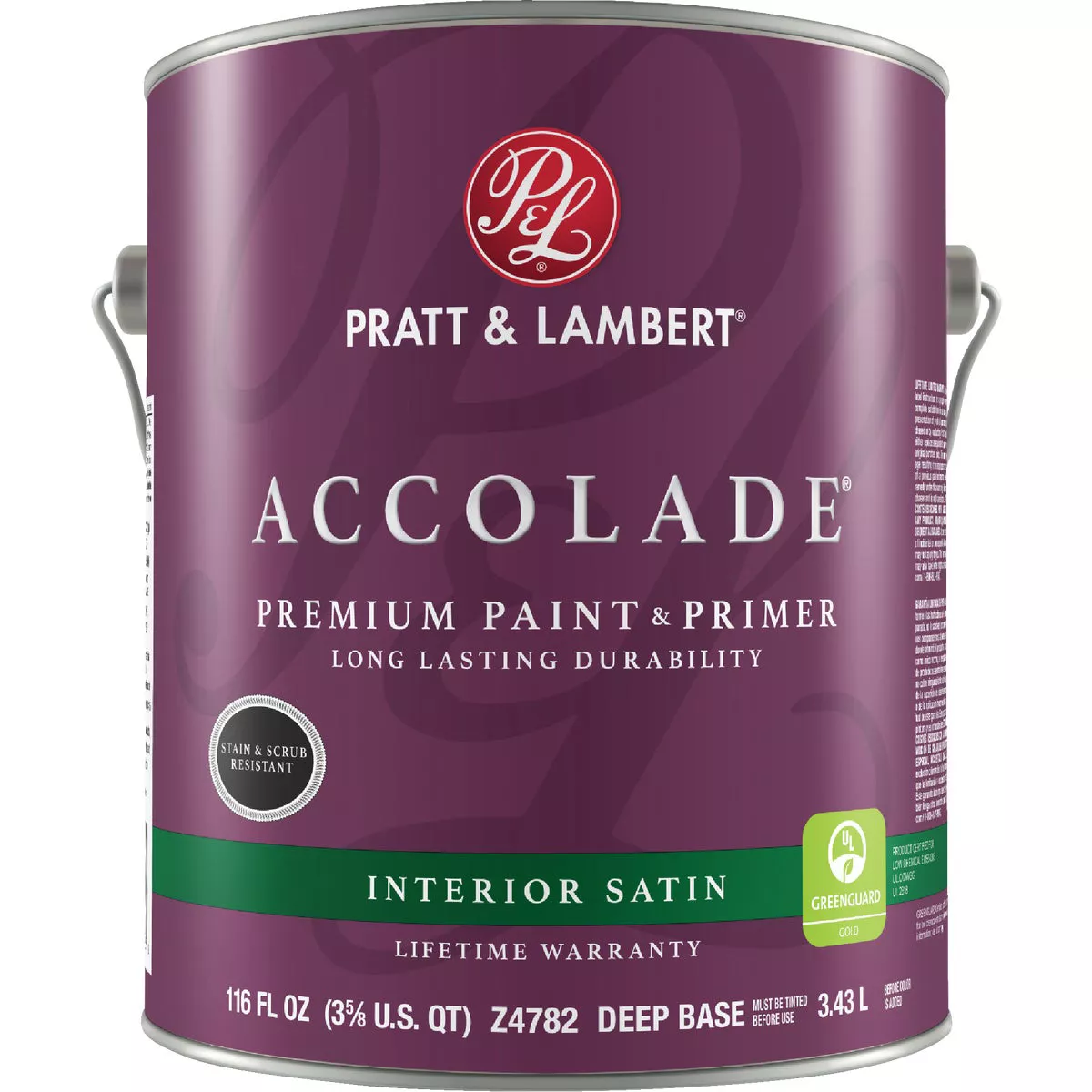 Pratt & Lambert Accolade Premium 100% Acrylic Paint & Primer Satin Interior Wall Paint, Deep Base, 1 Gal.