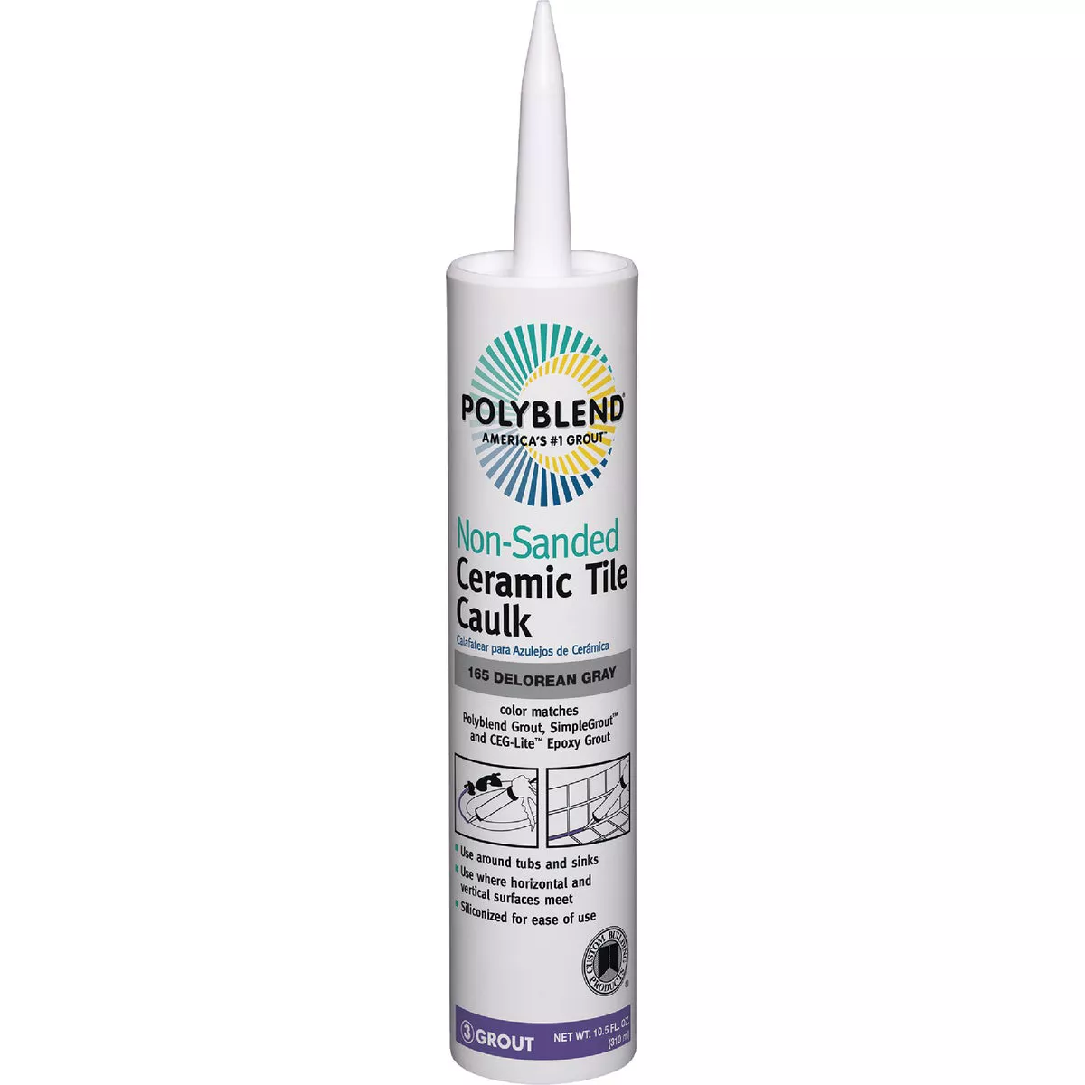 Polyblend 10.5 Oz. #165 Delorean Gray Non-Sanded Ceramic Tile Caulk