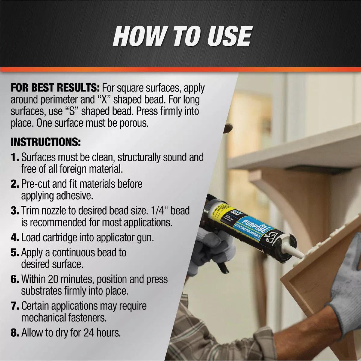 DAP 10.3 Oz. All Purpose Construction Adhesive - photo 3