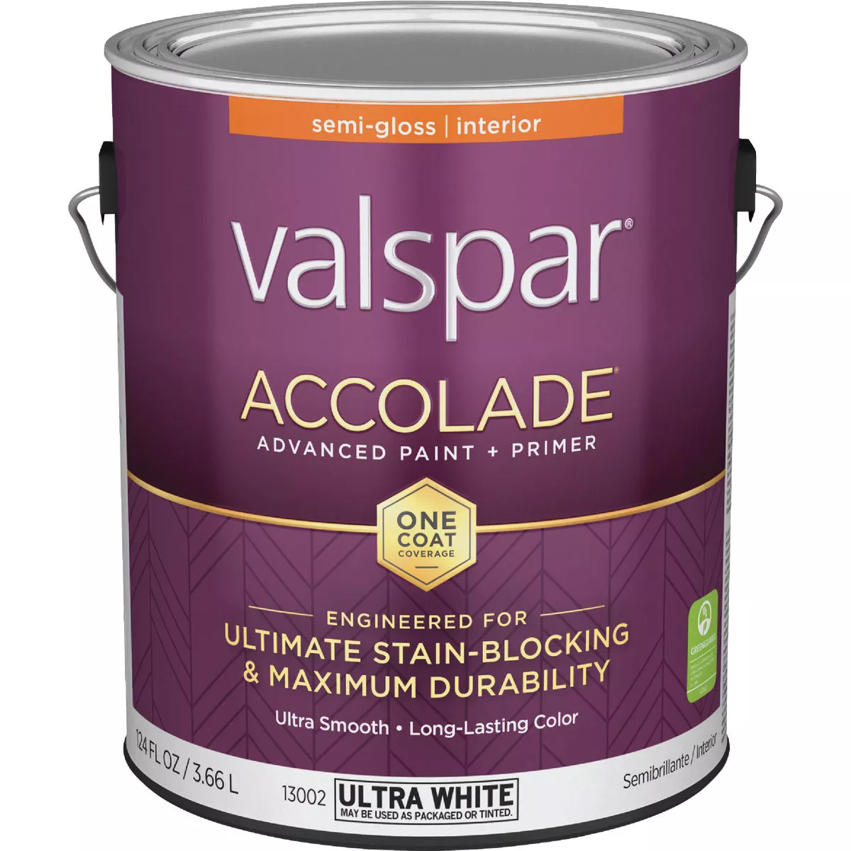 Valspar Accolade Super Premium 100% Acrylic Paint & Primer Semi-Gloss Interior Wall Paint, Ultra White Base, 1 Gal.