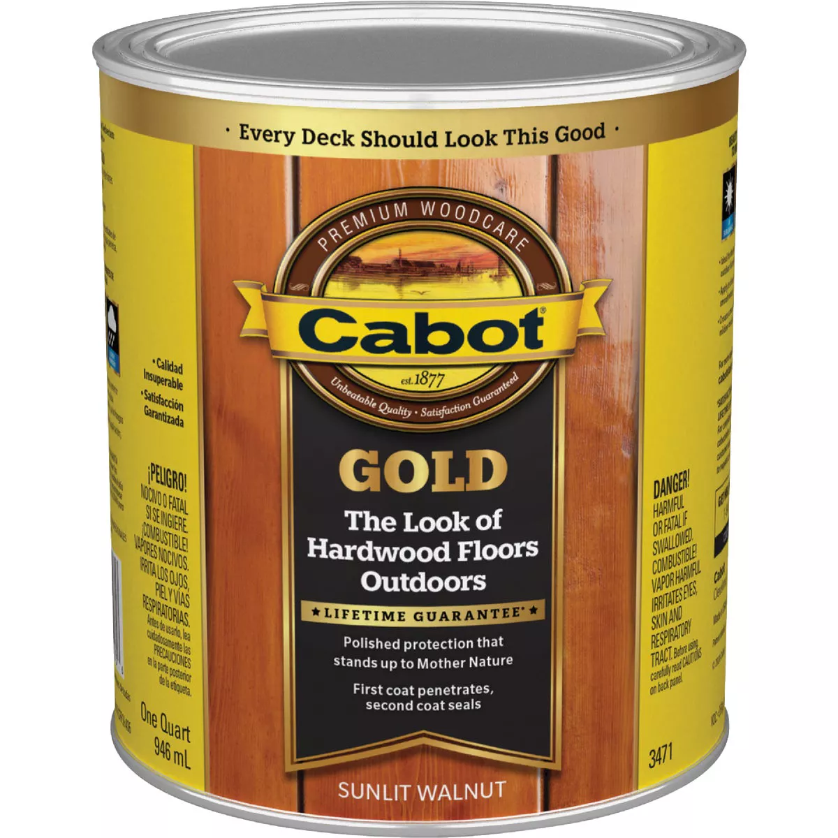 Cabot Gold Exterior Stain, 3471 Sunlit Walnut, 1 Qt. - photo 2