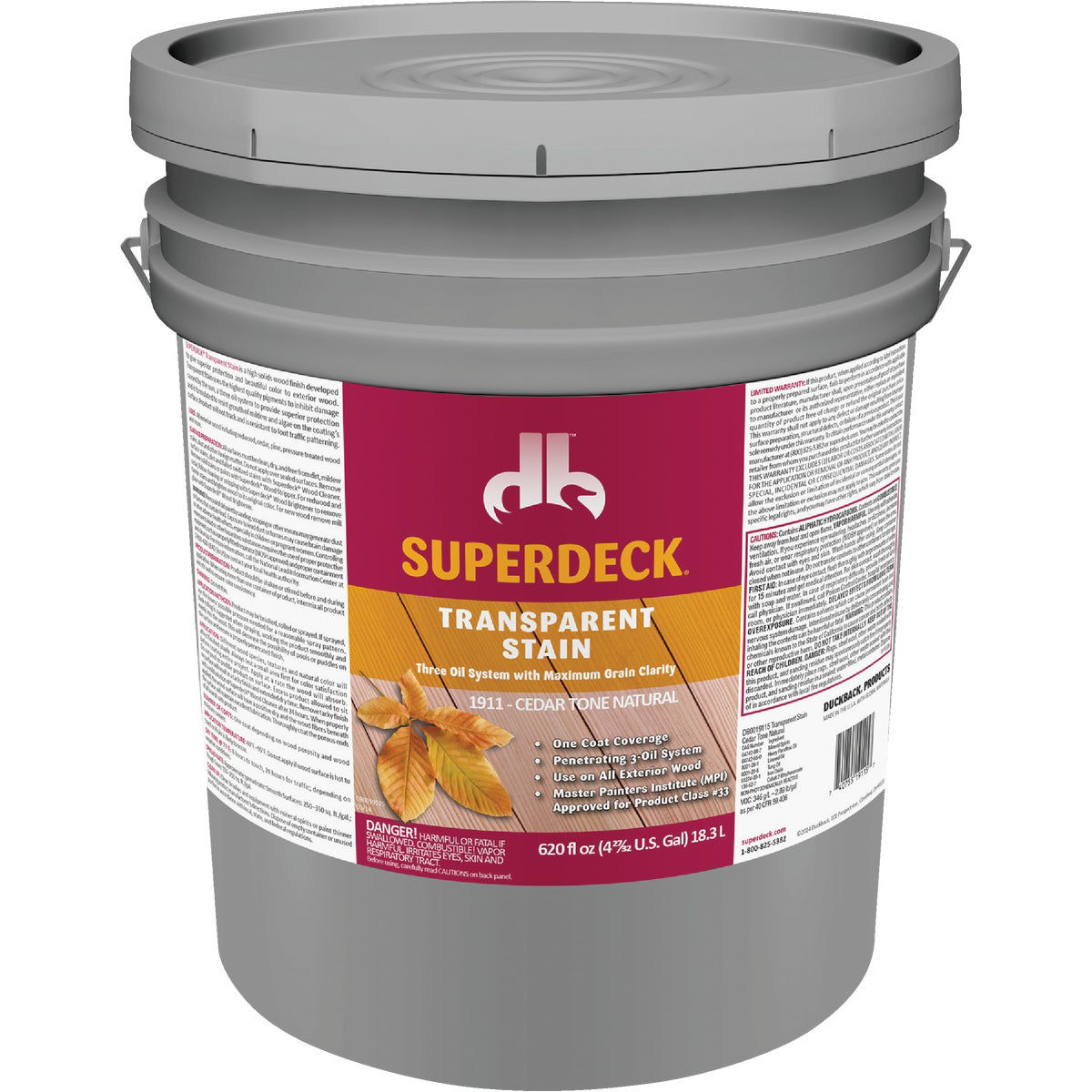 Duckback SUPERDECK Transparent Exterior Stain, Cedar Tone Natural, 5