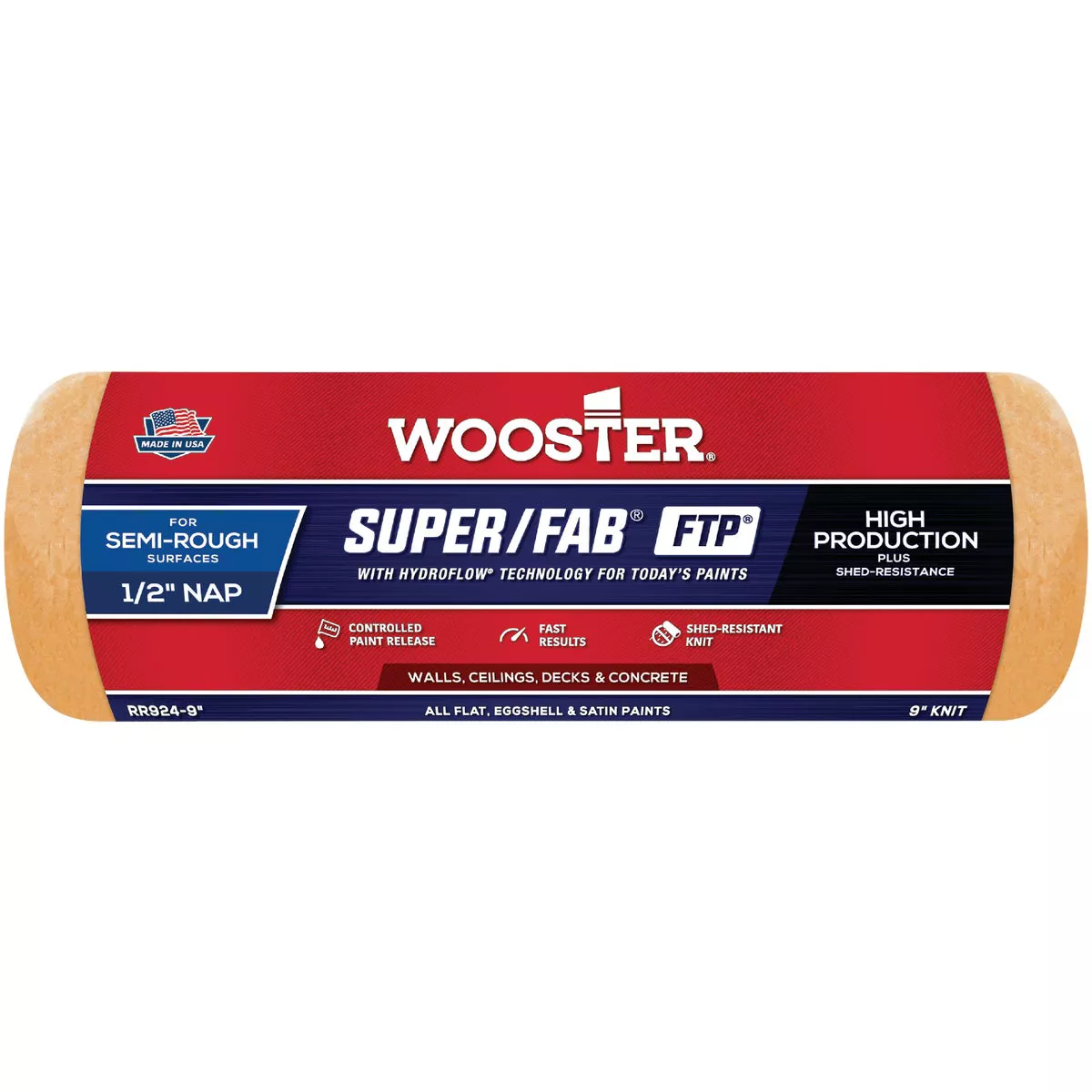 Wooster Super/Fab FTP 9 In. x 1/2 In. Knit Fabric Roller Cover